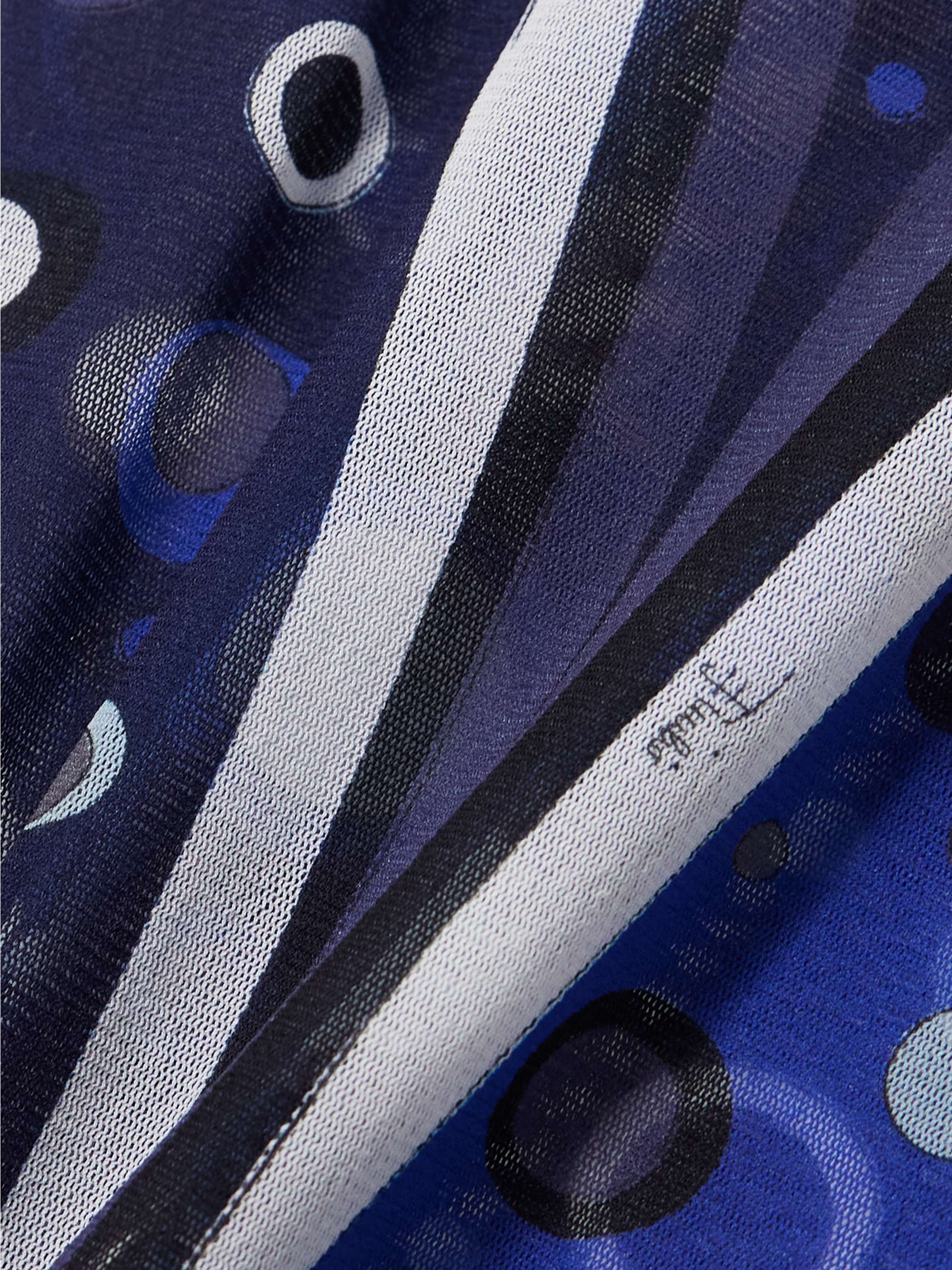 Printed tulle turtleneck top view