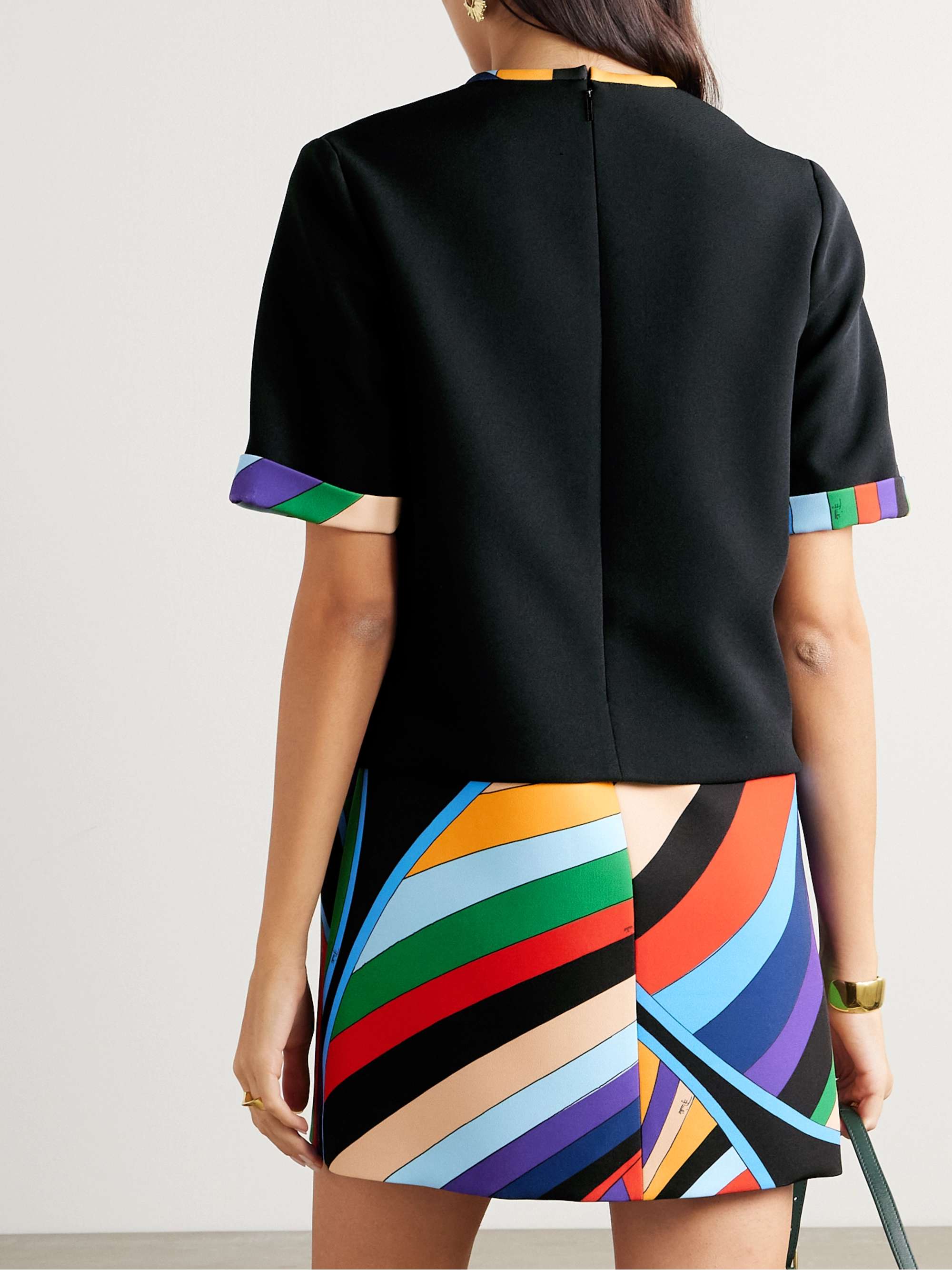 Paneled printed cady mini dress view