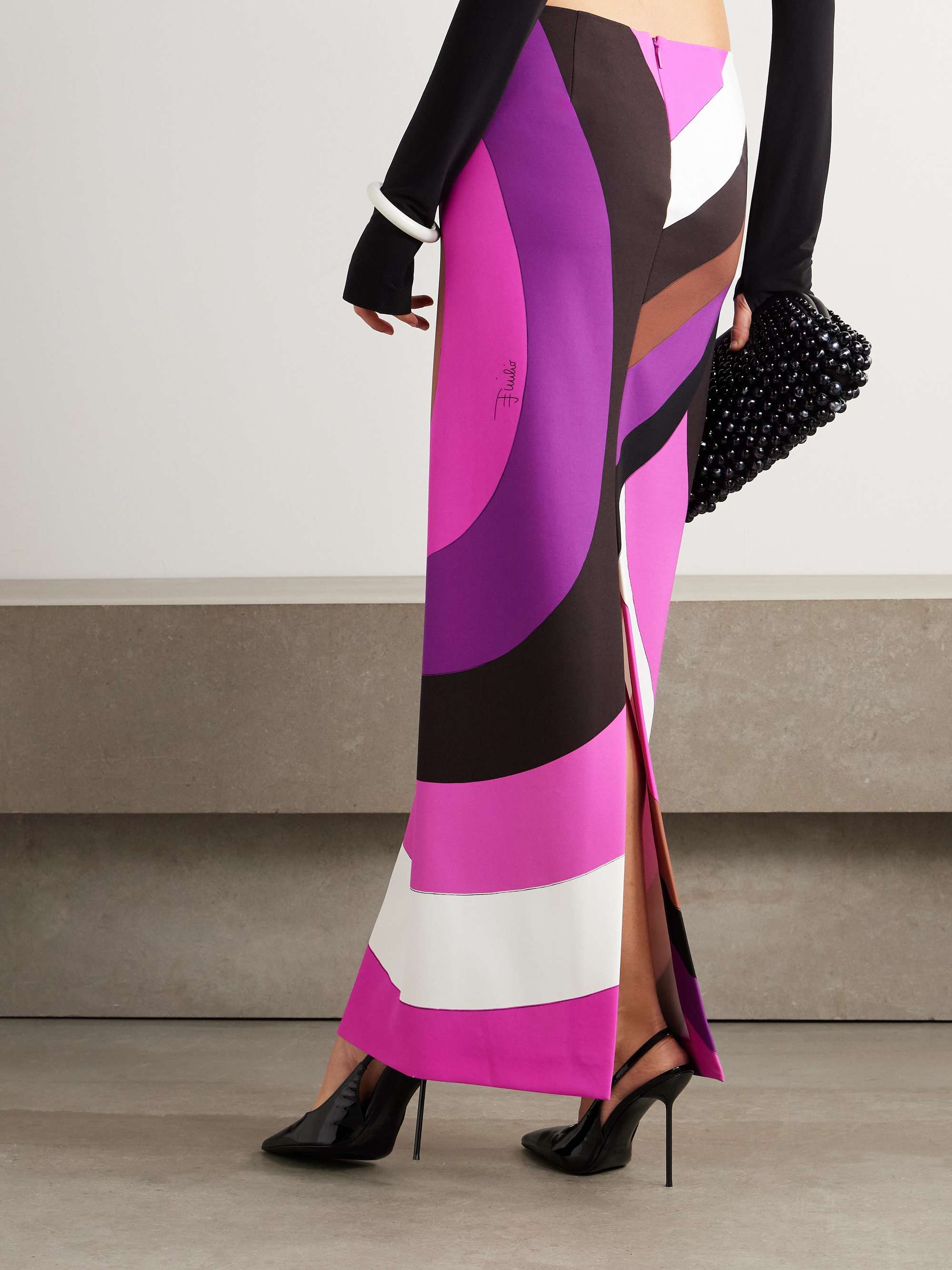 Iride printed stretch-scuba maxi skirt view
