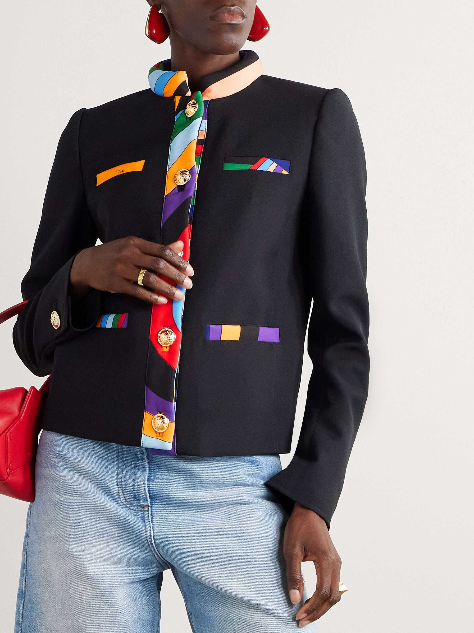 Printed cady jacket view