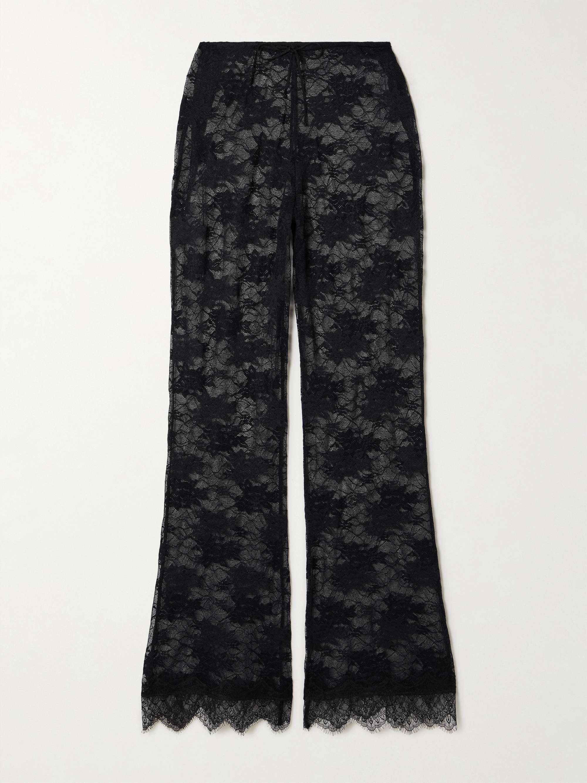 Scalloped stretch-lace straight-leg pants view