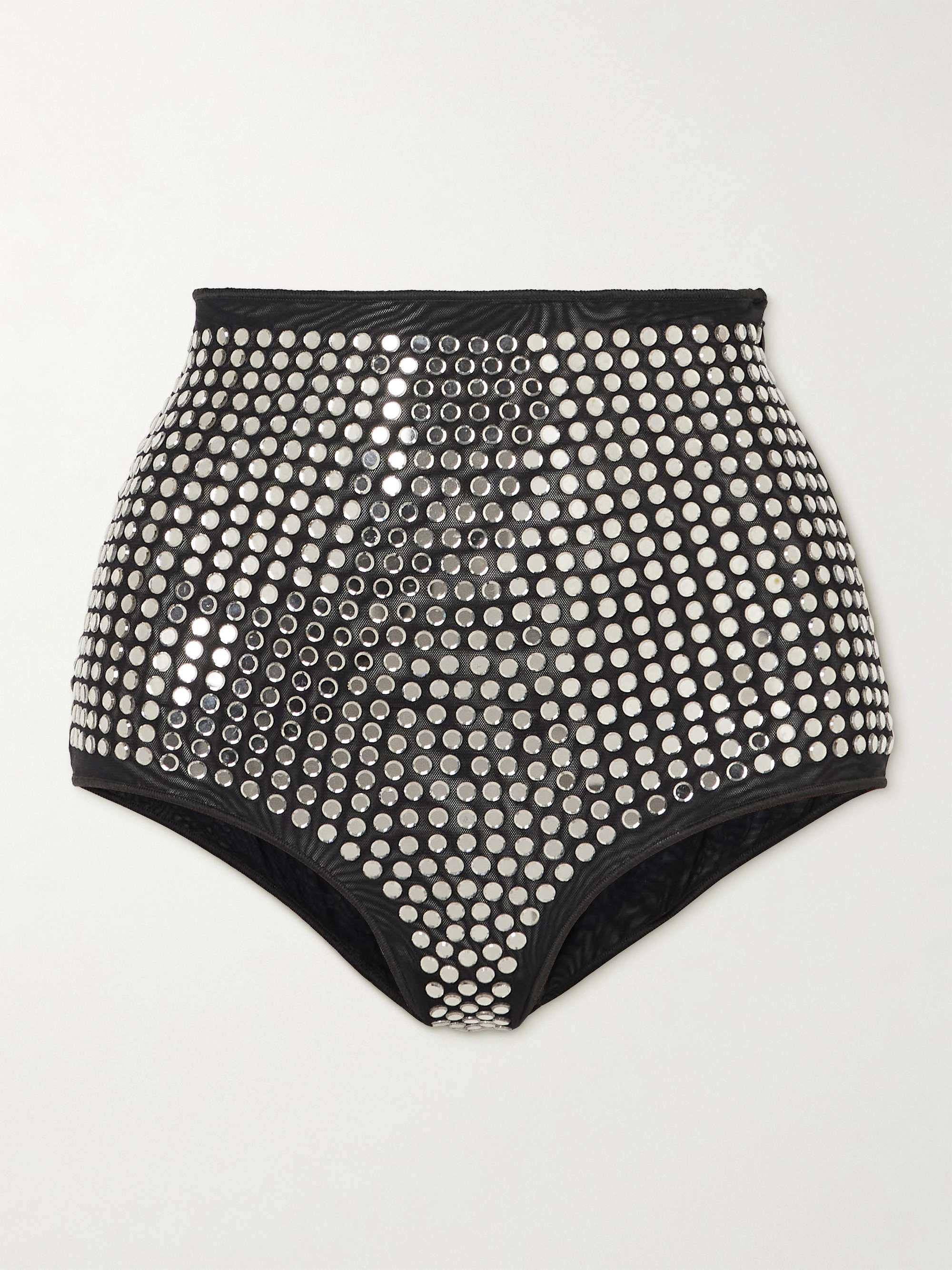 Crystal-embellished stretch-tulle briefs view