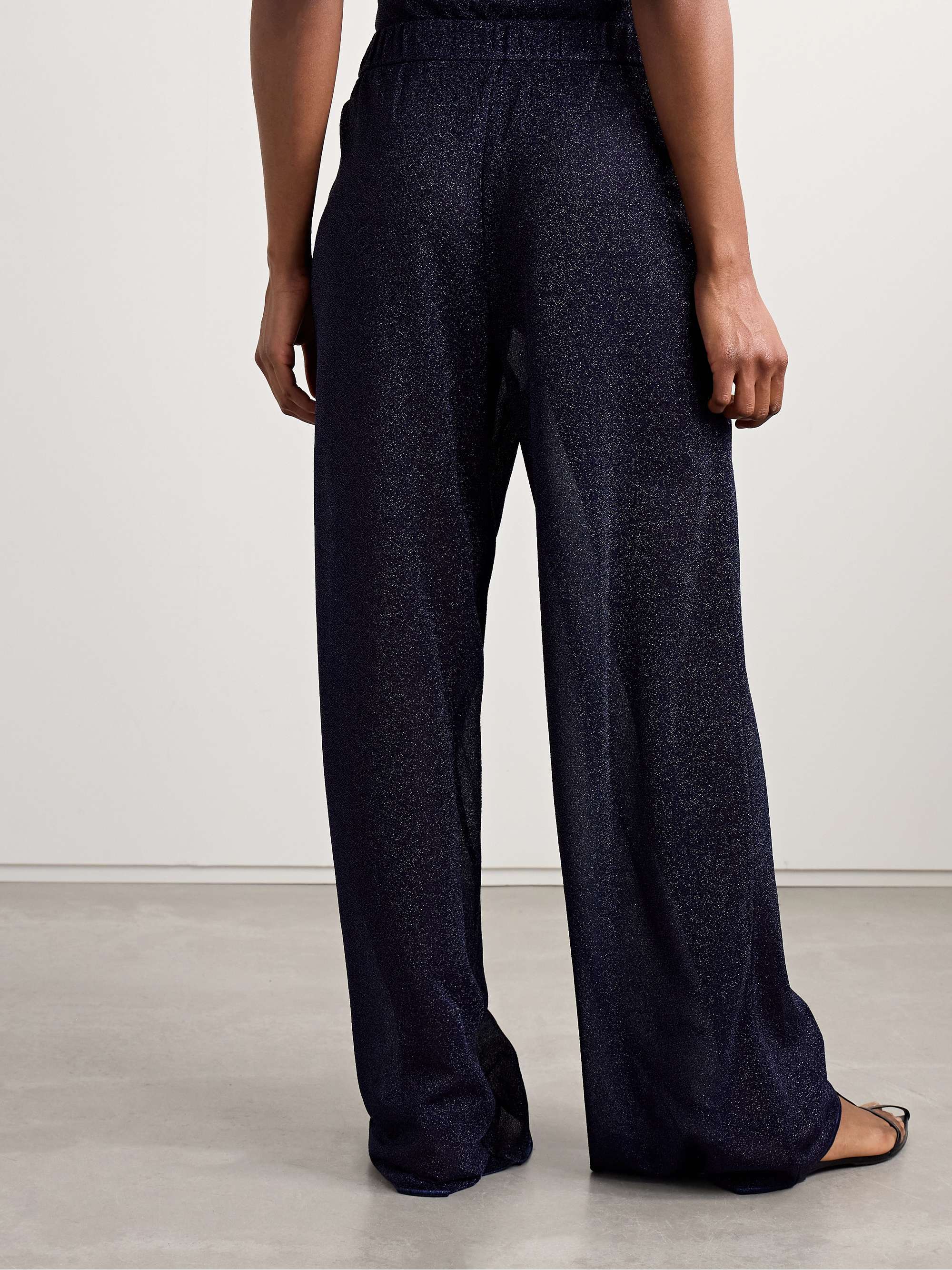 Lumière metallic stretch-knit wide-leg pants view