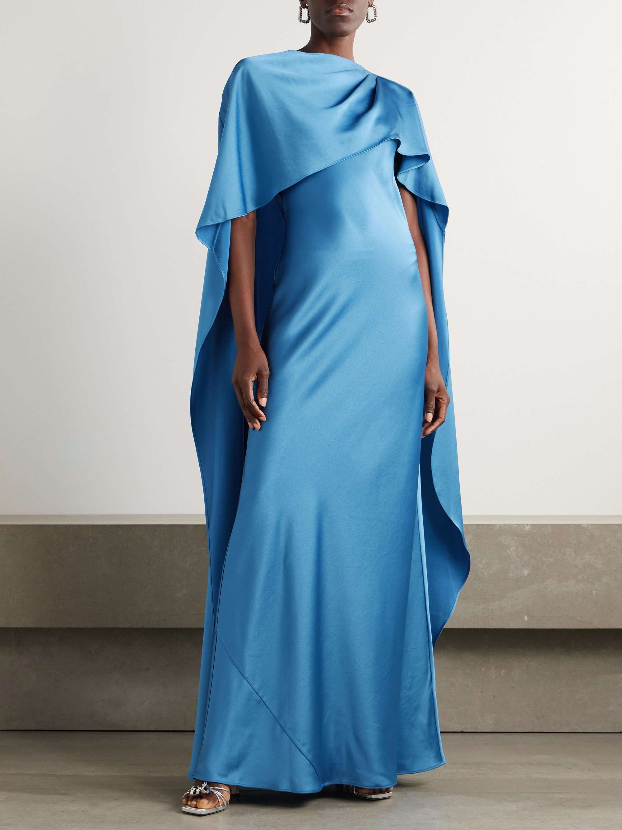 Izel cape-effect satin gown view