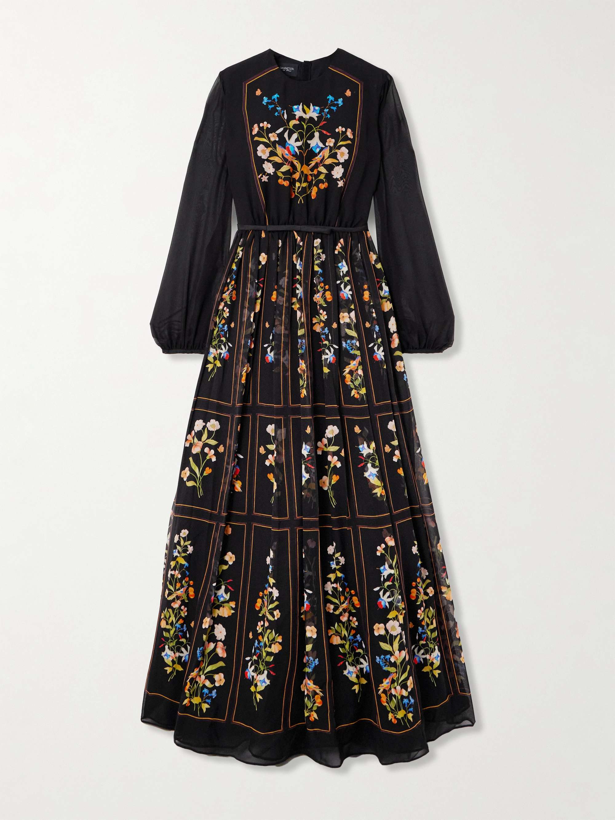 Belted printed silk-georgette maxi dress view