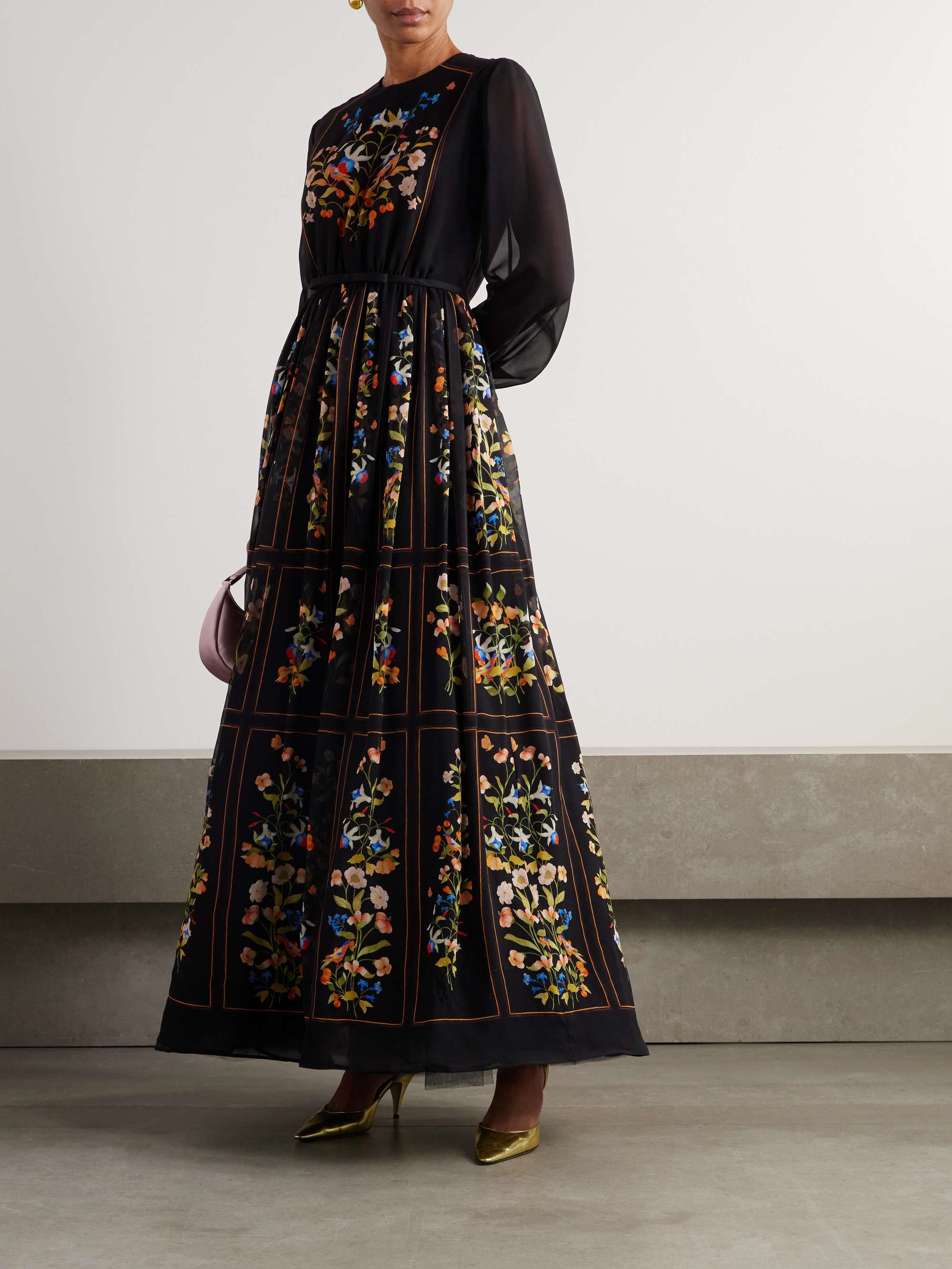 Belted printed silk-georgette maxi dress view