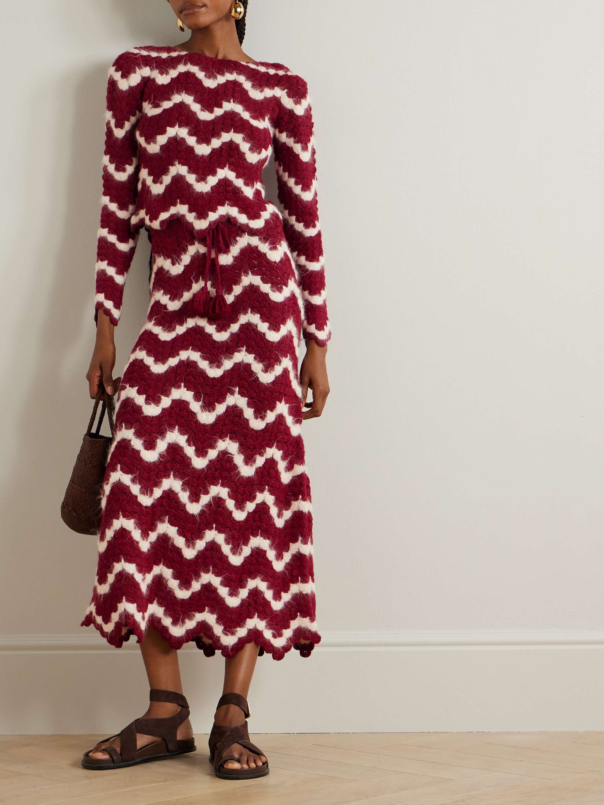 Safi scalloped crocheted alpaca midi skirt view