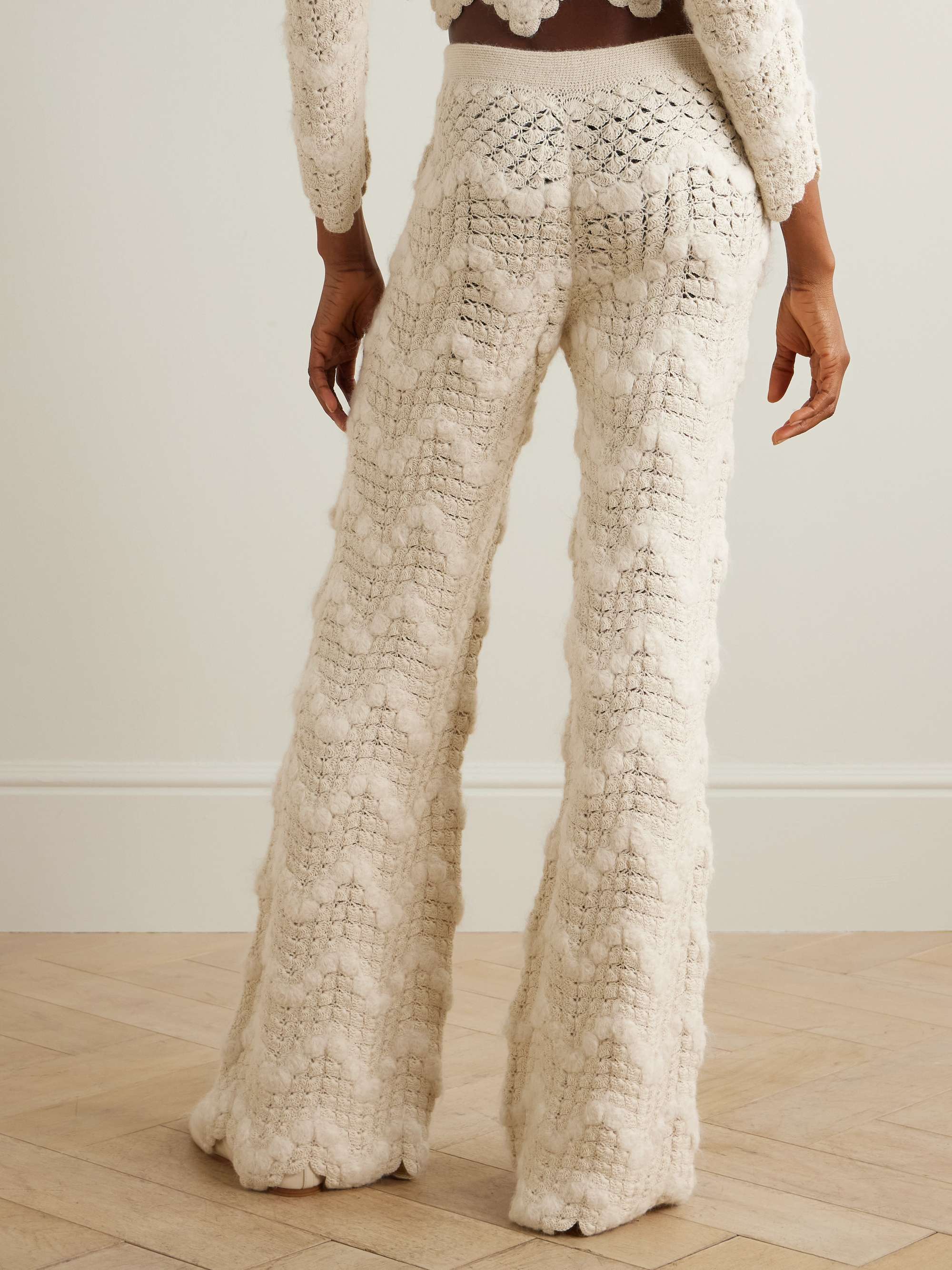 Brisa scalloped crocheted alpaca wide-leg pants view
