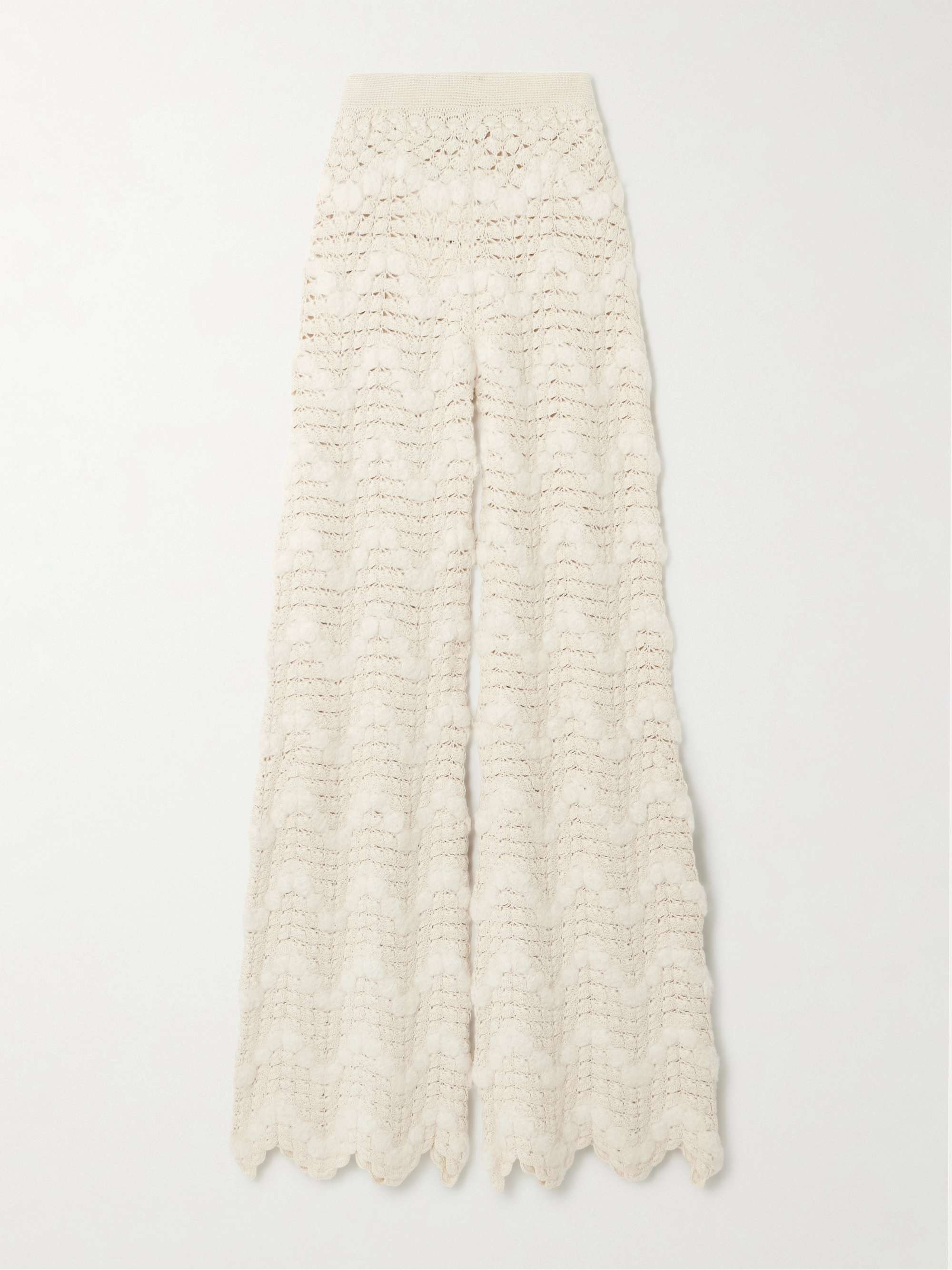 Brisa scalloped crocheted alpaca wide-leg pants view