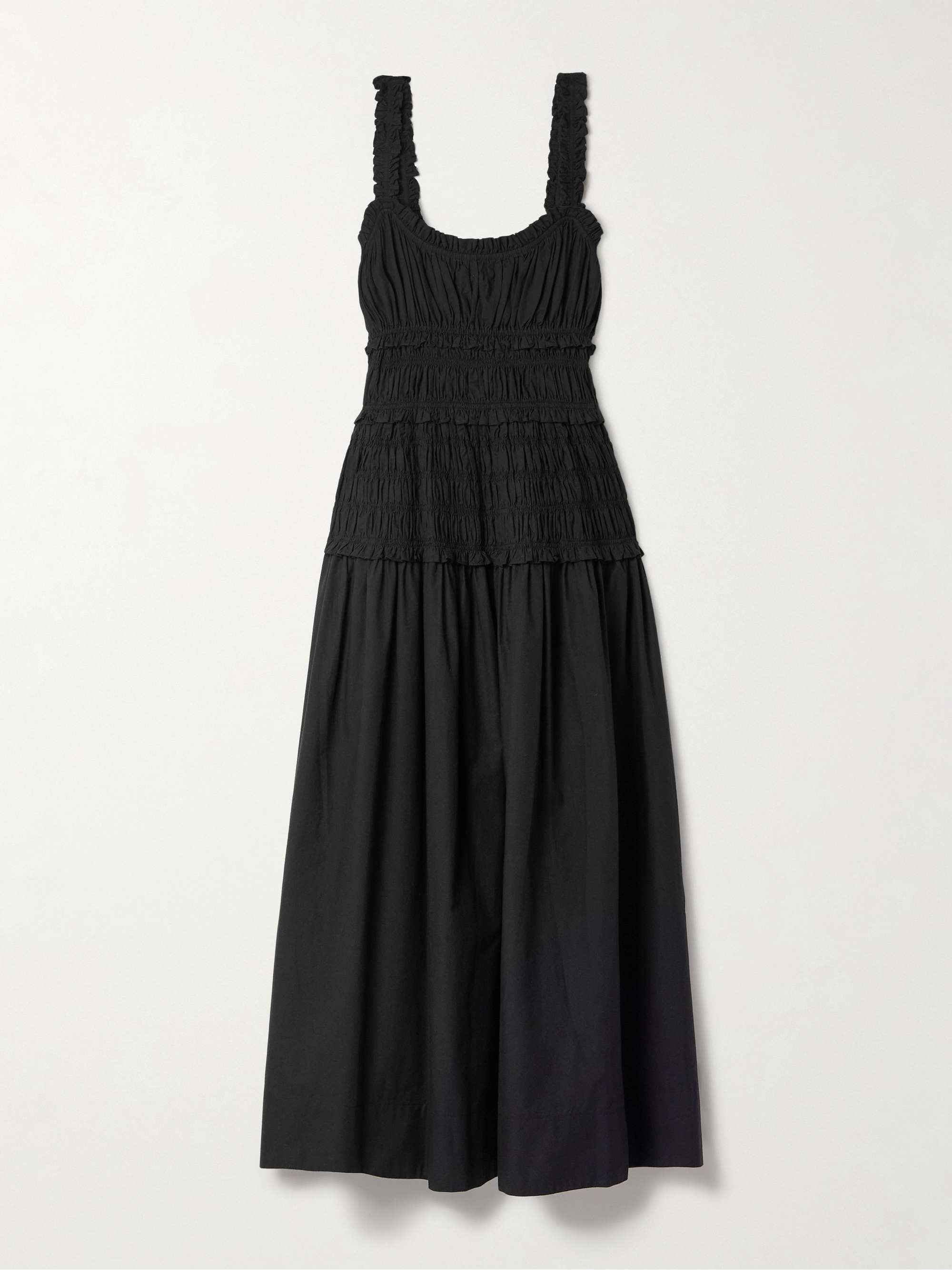 Marianne shirred organic cotton-poplin midi dress view