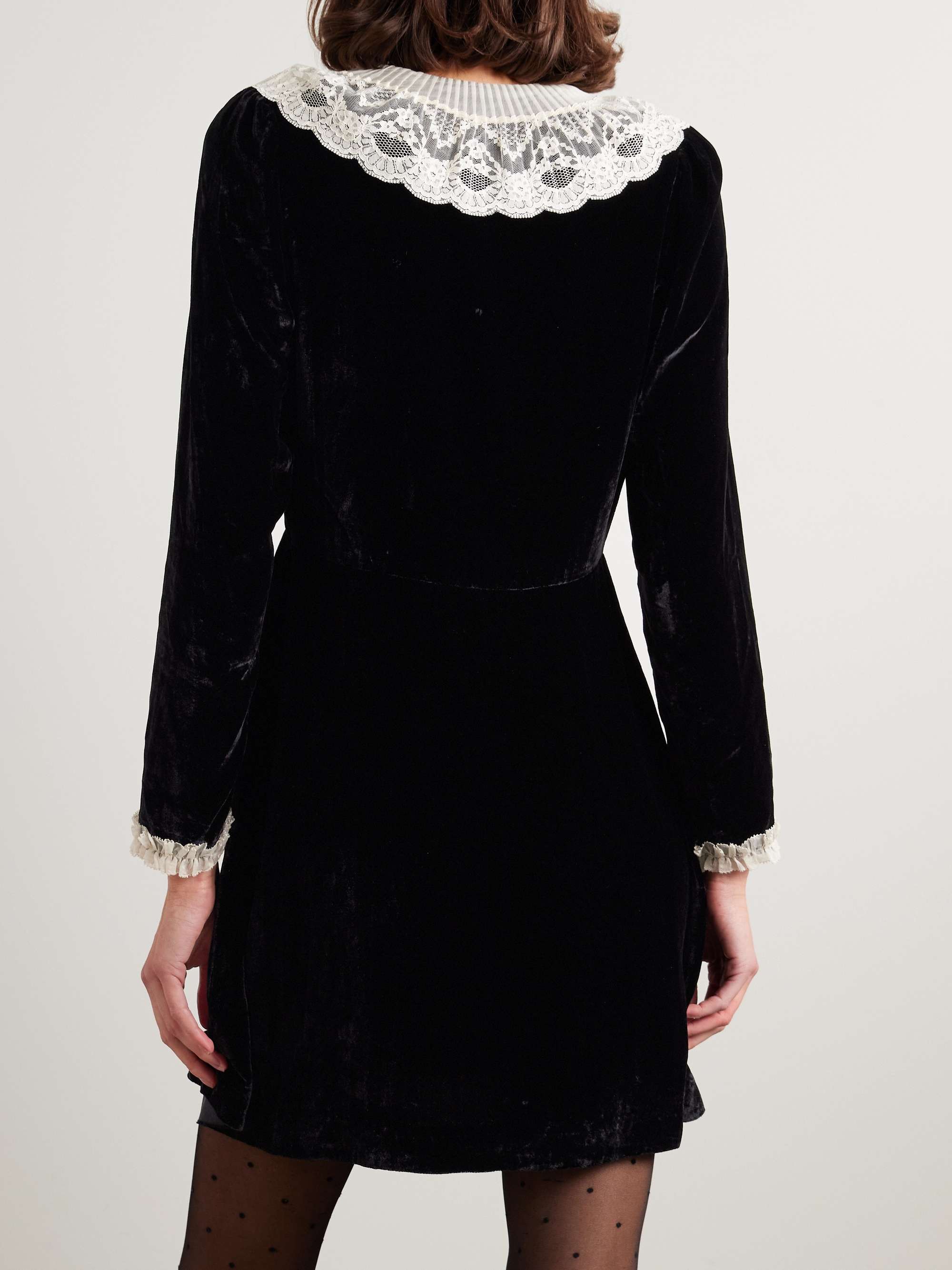 Lisbeth lace-trimmed embellished velvet mini dress view