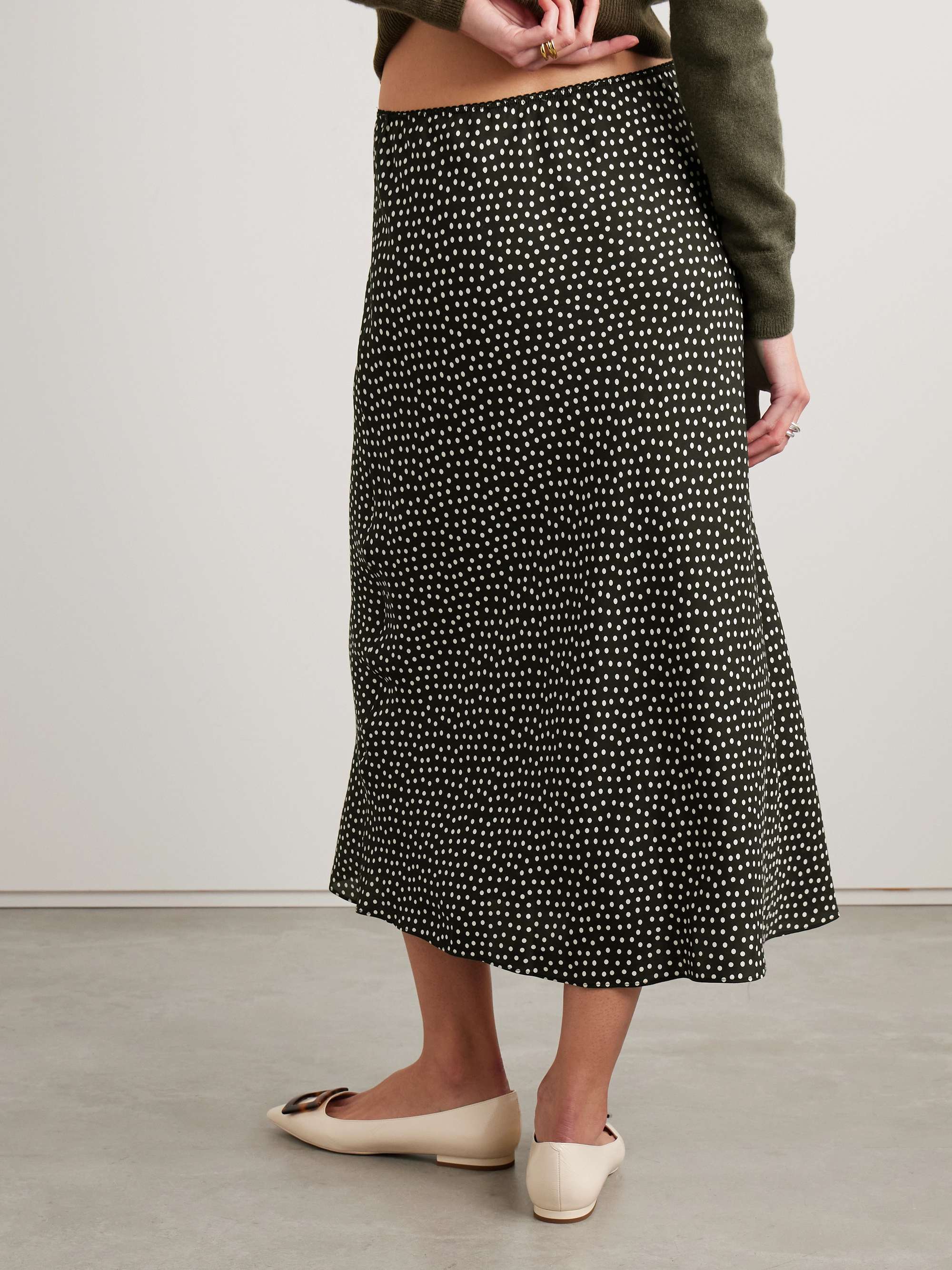 Elowena polka-dot silk-blend midi skirt view
