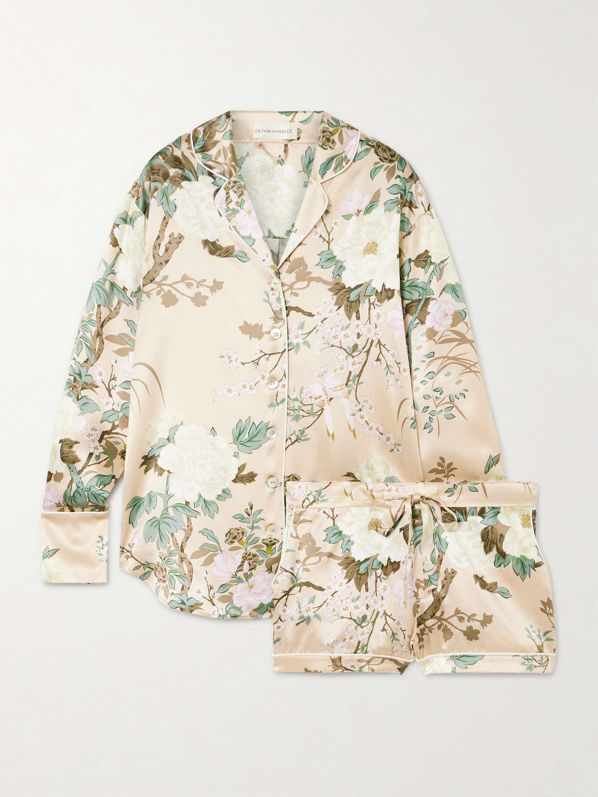 Alba floral-print silk-satin pajama set view