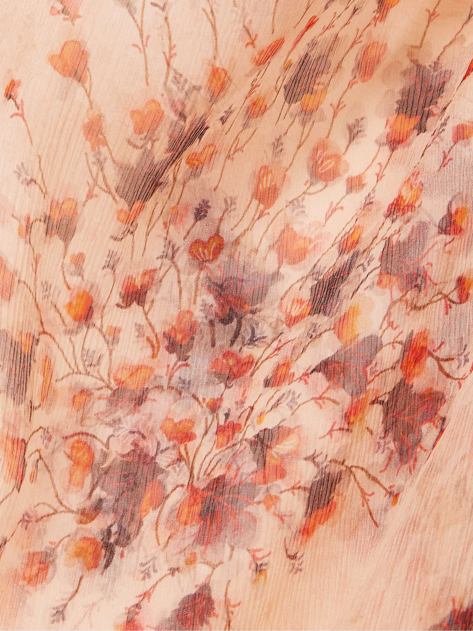 Midsummer Breeze belted floral-print silk-chiffon robe view