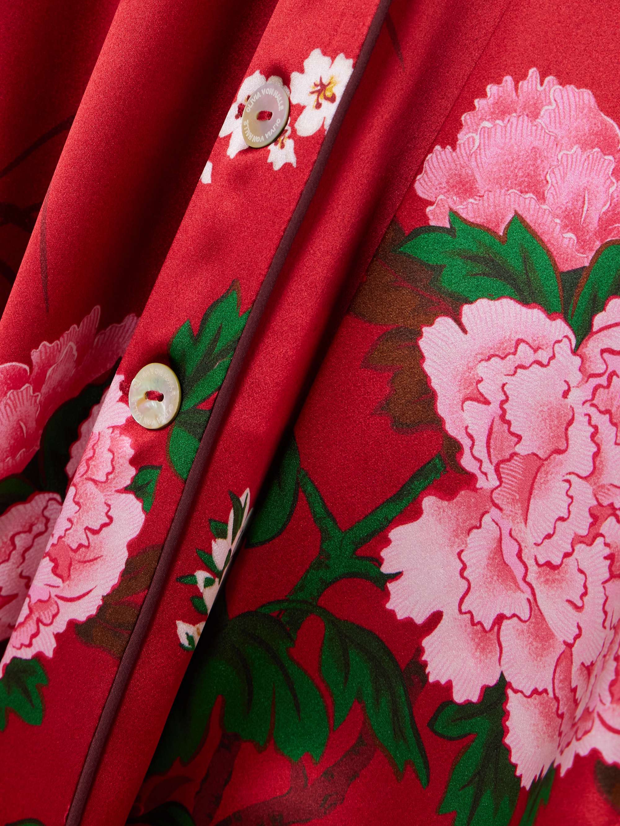 Lila floral-print silk-satin pajama set view