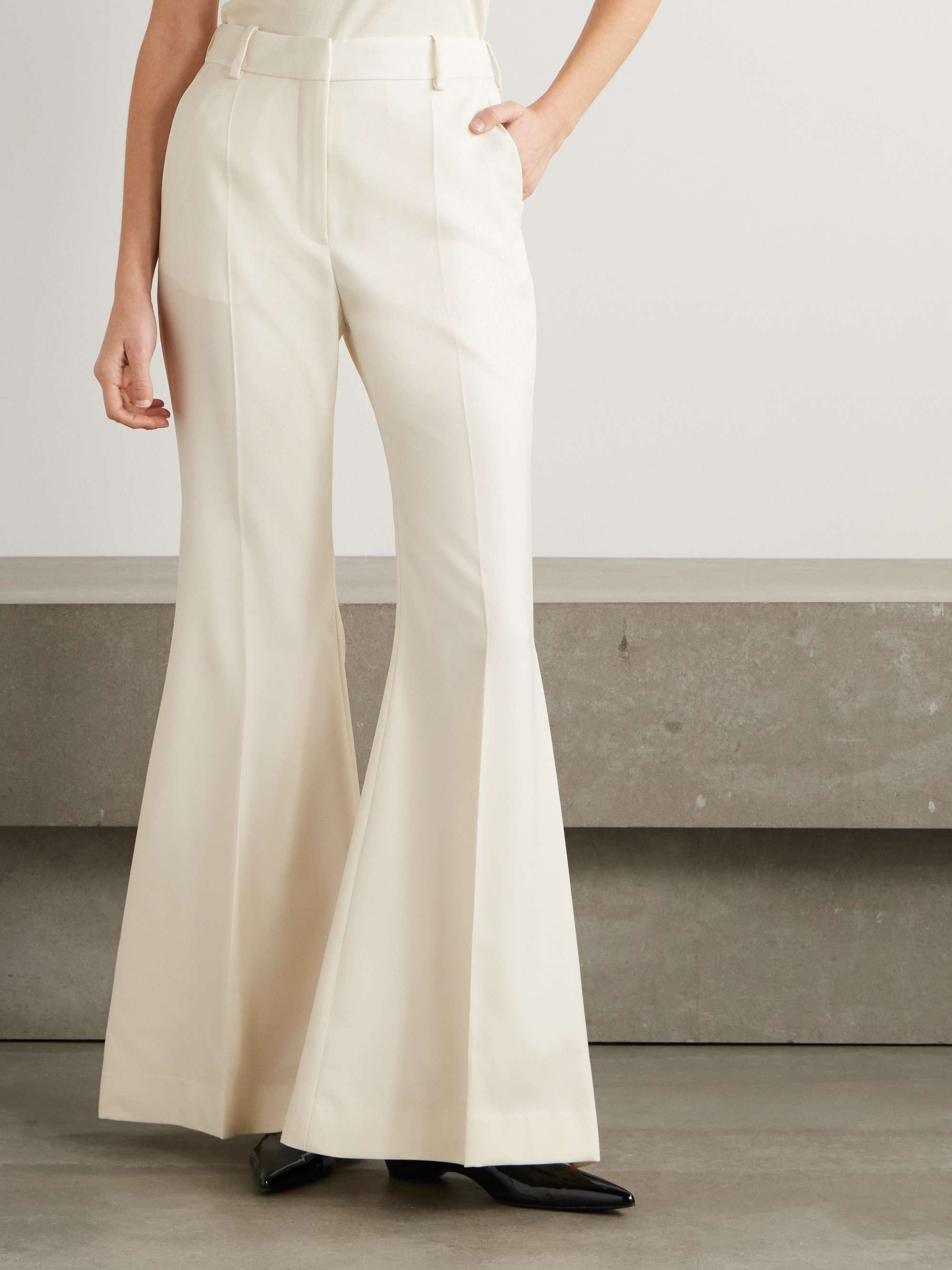 Wool-gabardine flared pants view