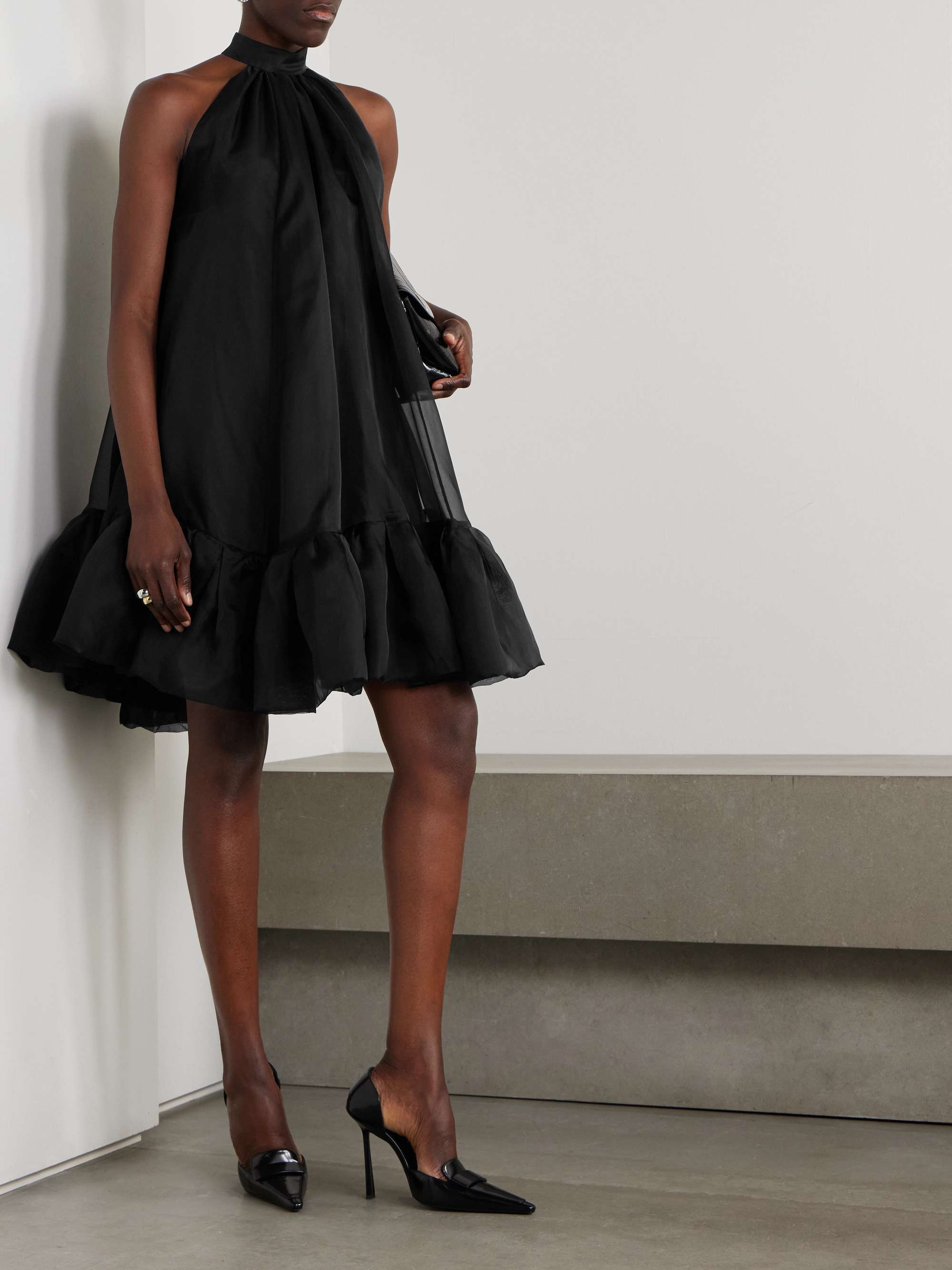 Ruffled silk-organza mini dress view