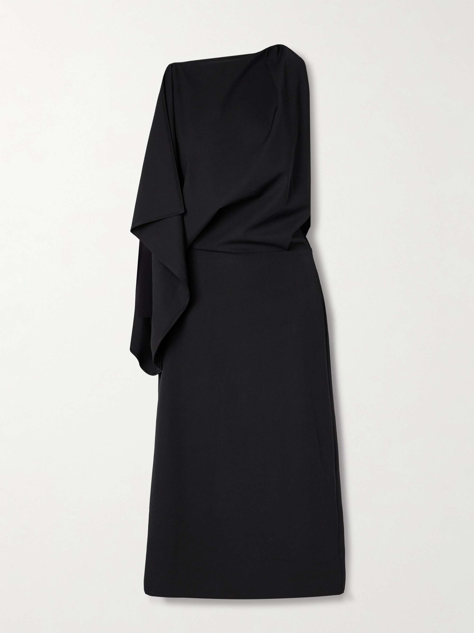 Elena draped asymmetric wool-blend gabardine midi dress view