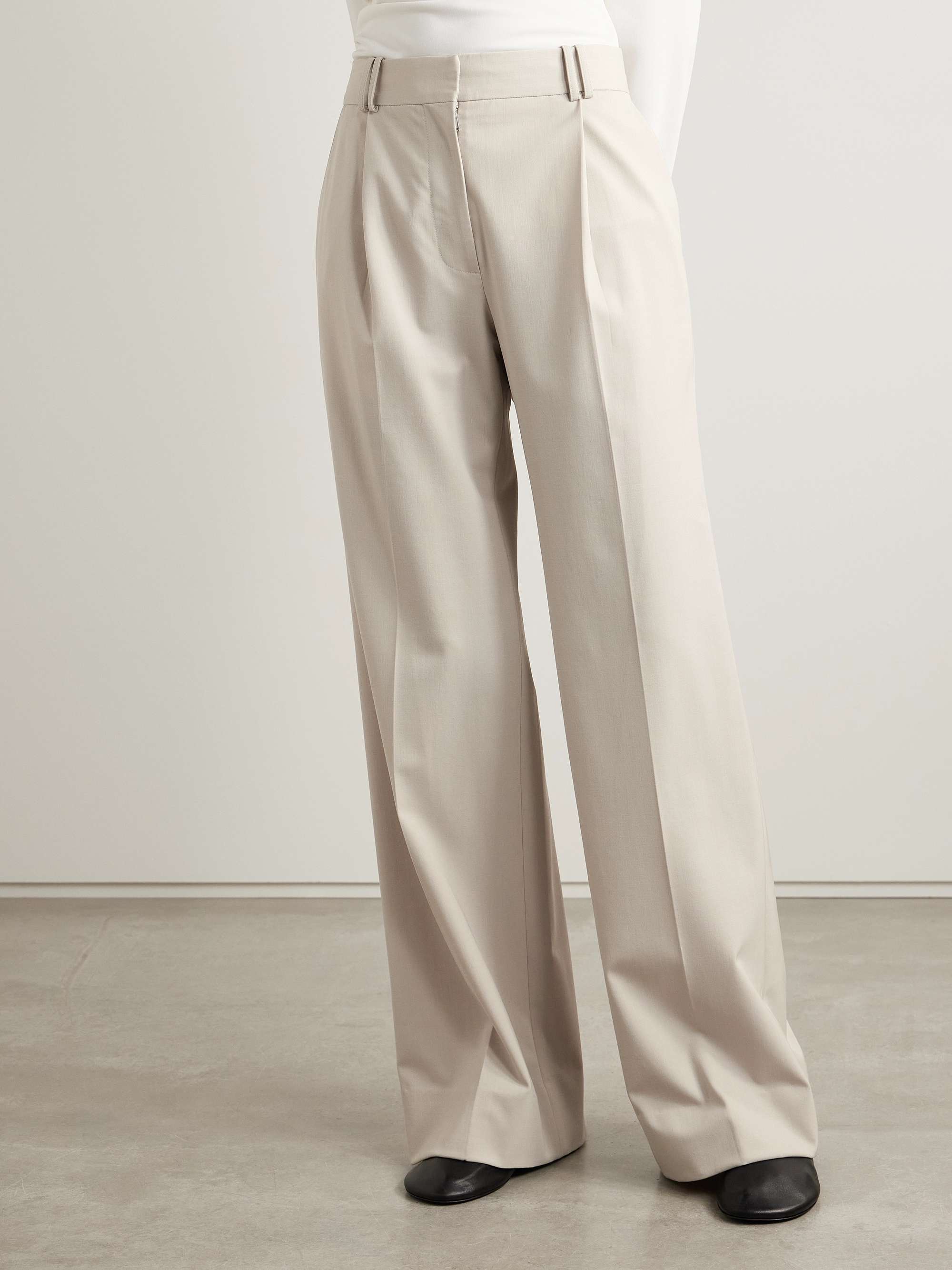 Savannah pleated wool-gabardine wide-leg pants view
