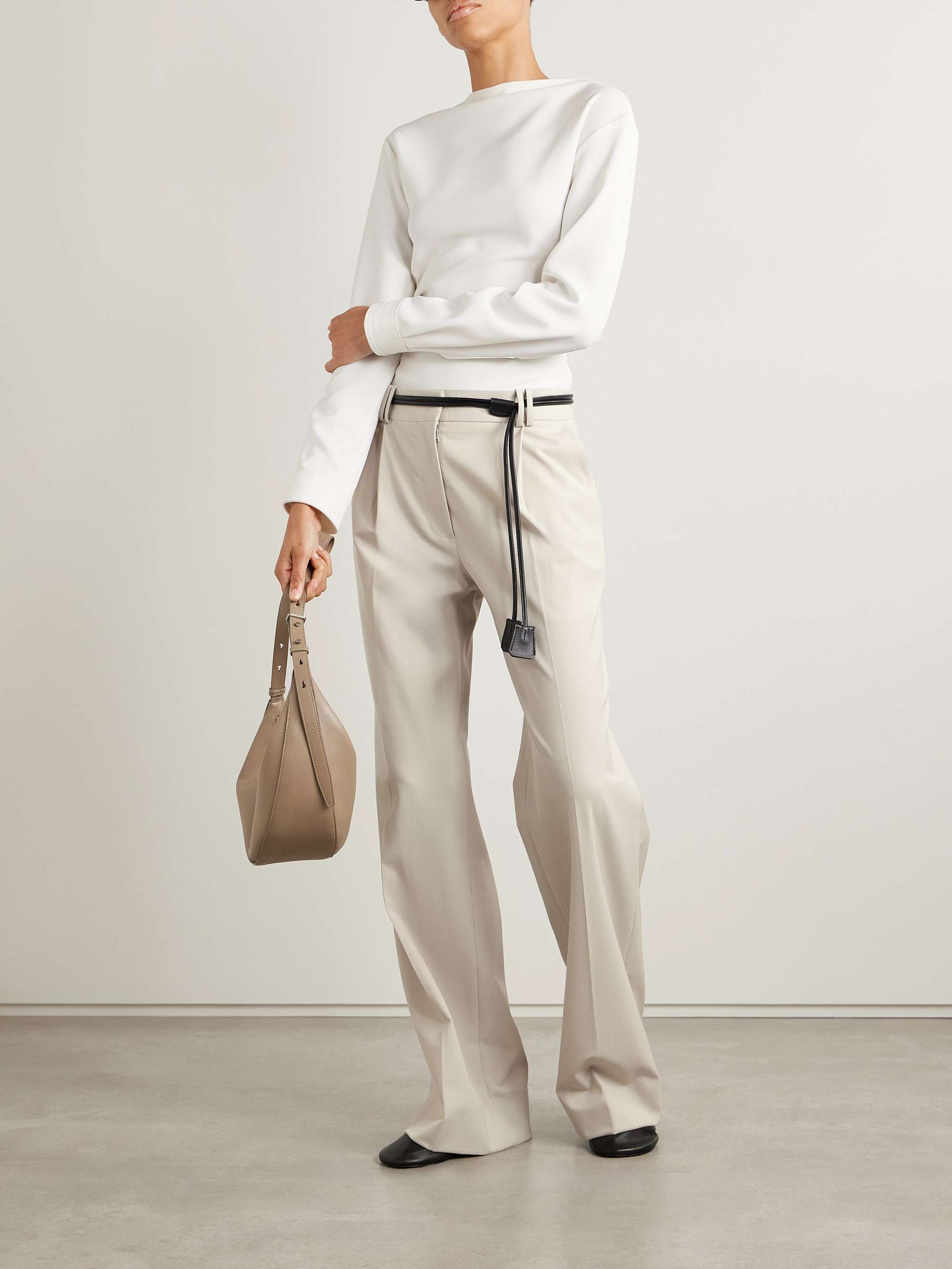 Savannah pleated wool-gabardine wide-leg pants view
