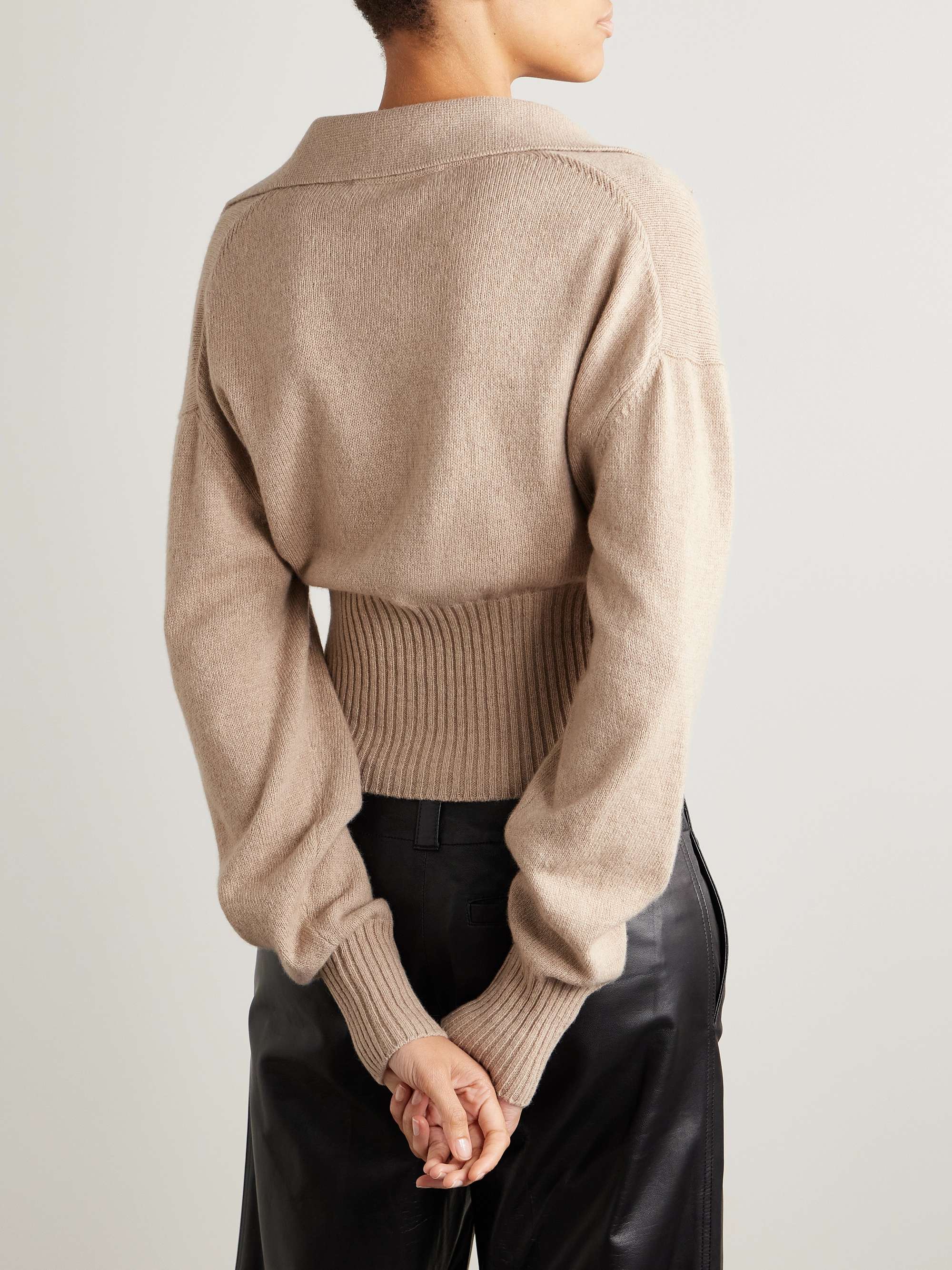 Jeanne ribbed-knit cashmere and wool-blend polo sweater view