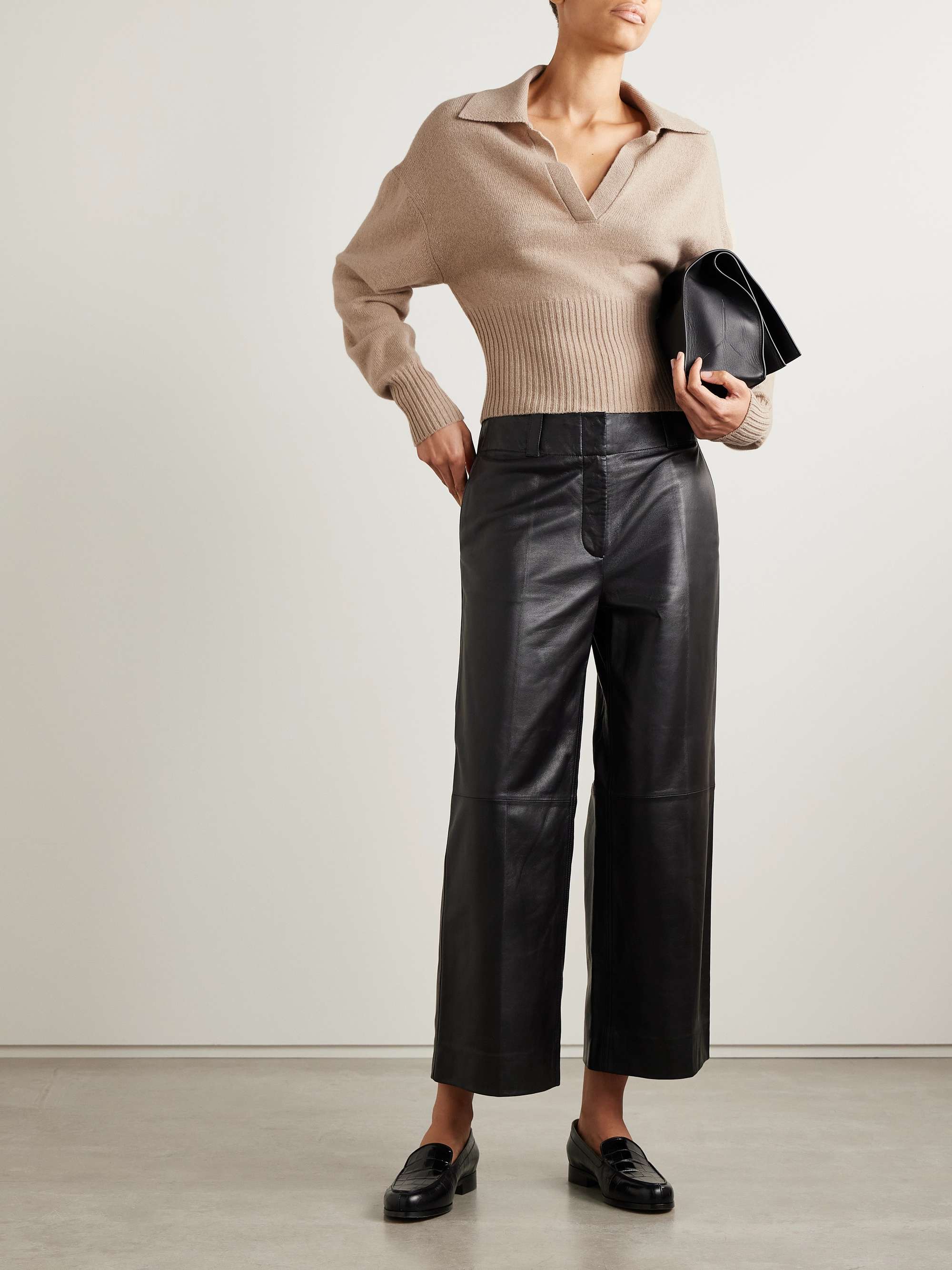 Jeanne ribbed-knit cashmere and wool-blend polo sweater view