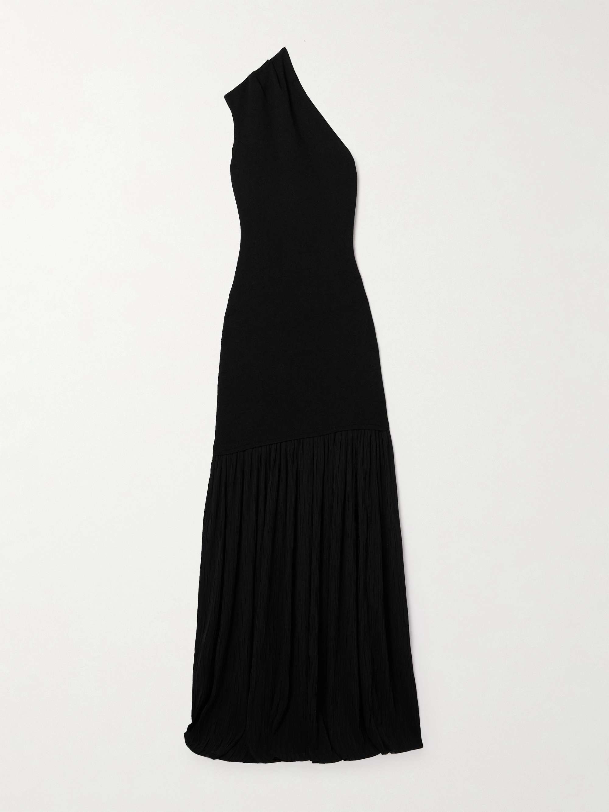 Cora one-shoulder stretch-knit and pleated crepon maxi dress view