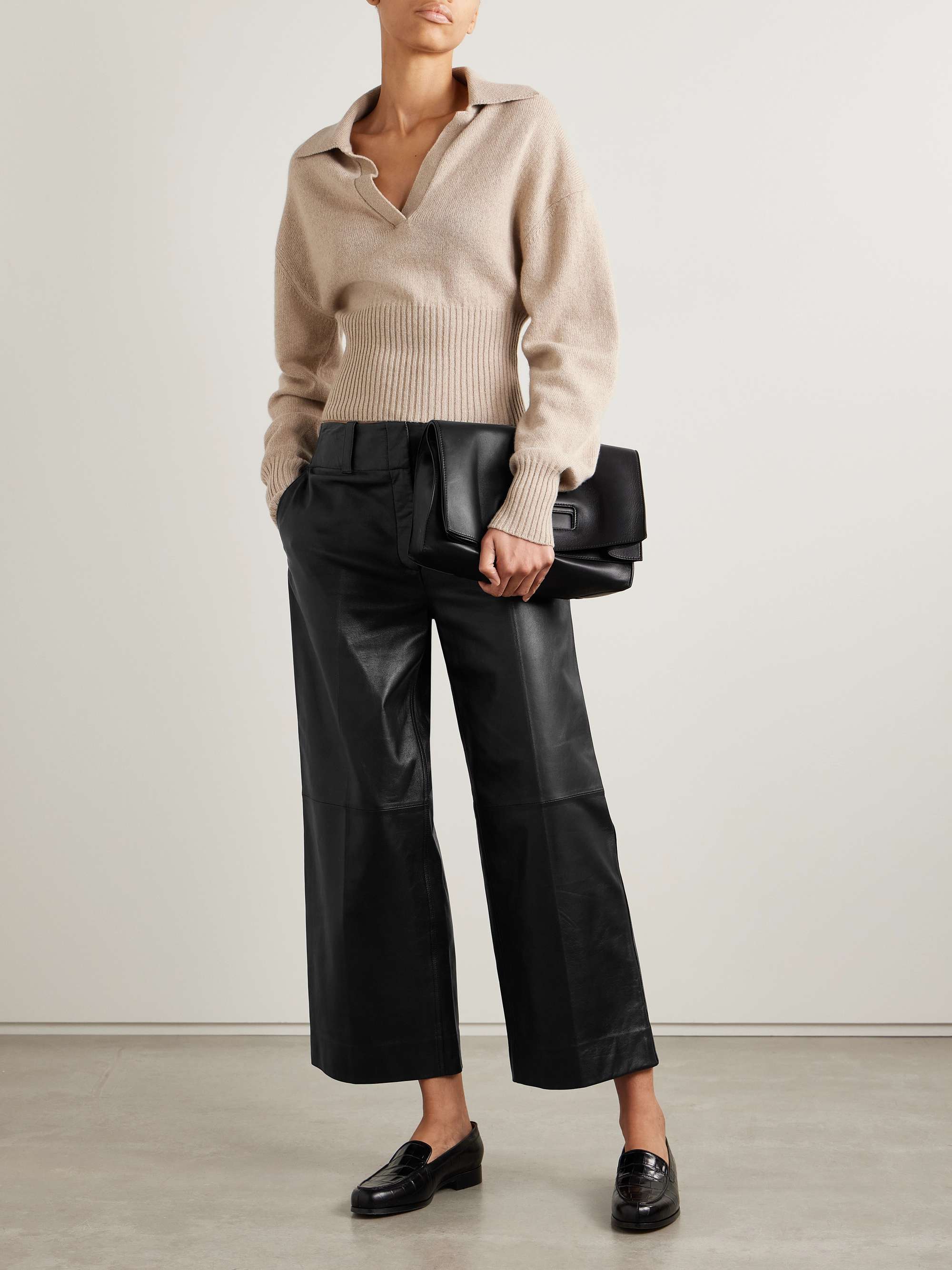 Noland leather wide-leg pants view
