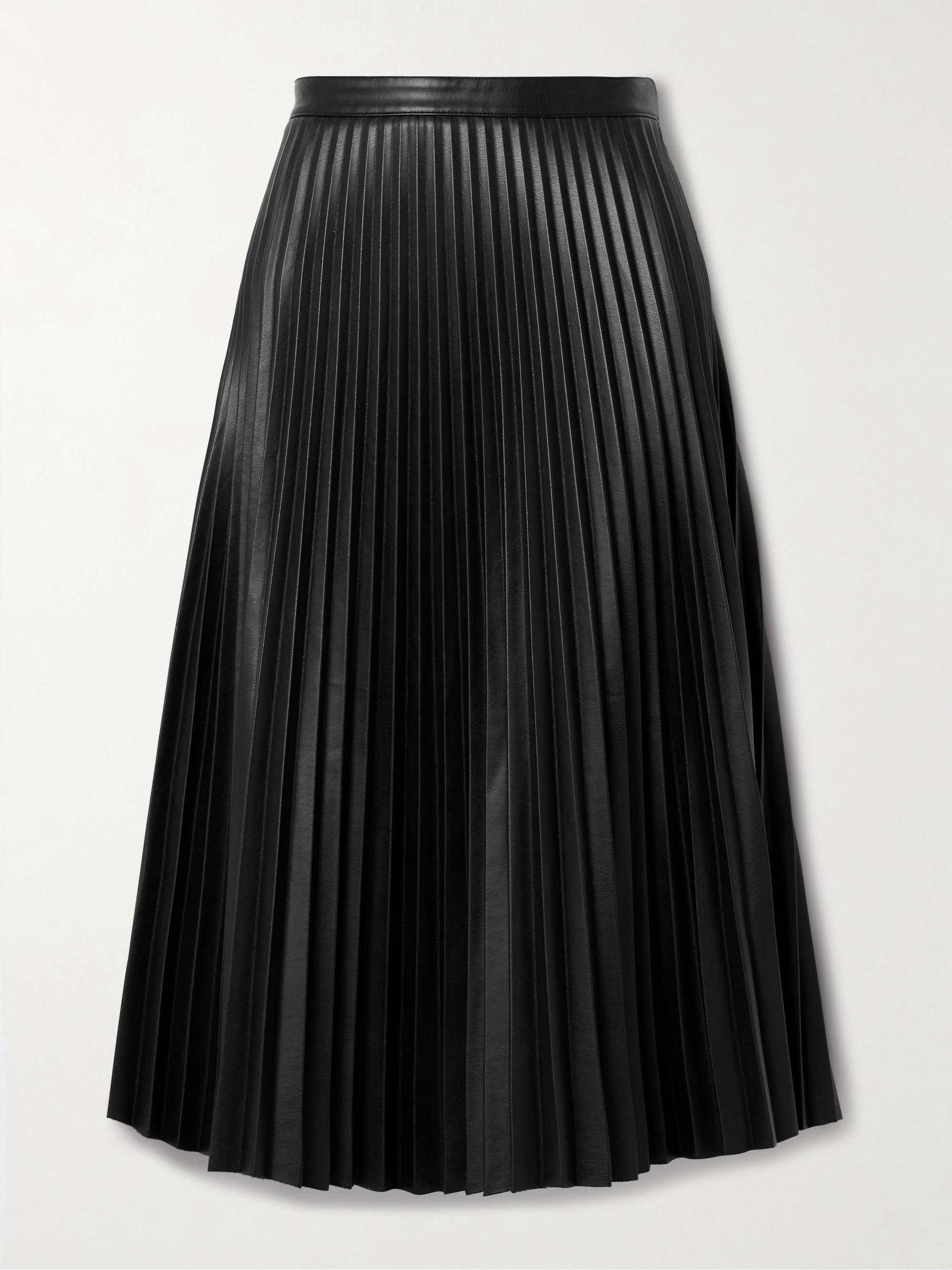 Daphne pleated vegan leather midi skirt view