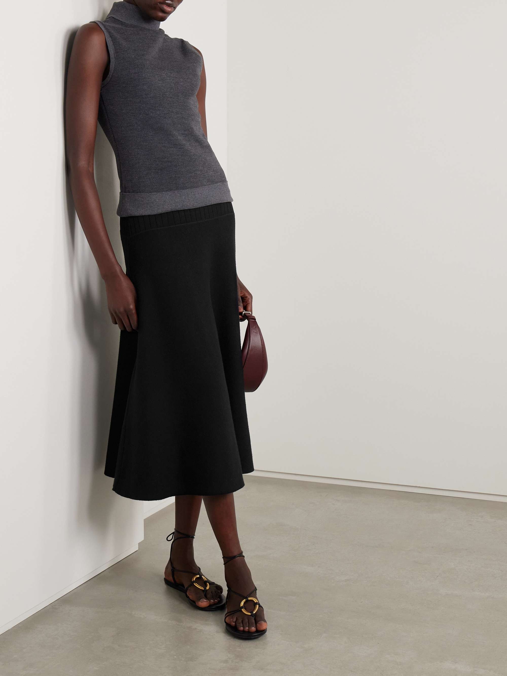 Katalina ribbed ponte midi skirt view
