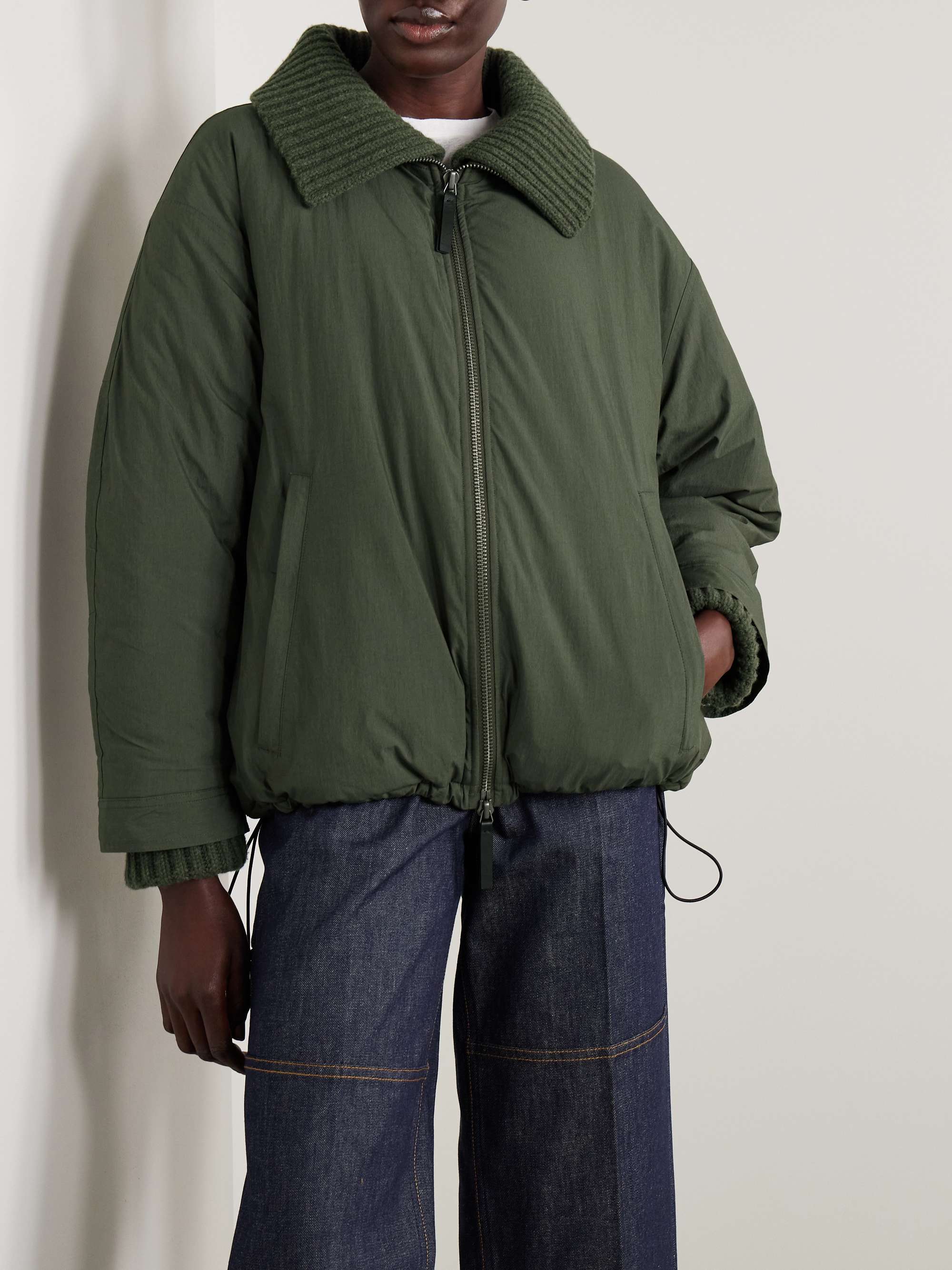 Veronica ribbed-knit trimmed padded cotton-blend shell coat view