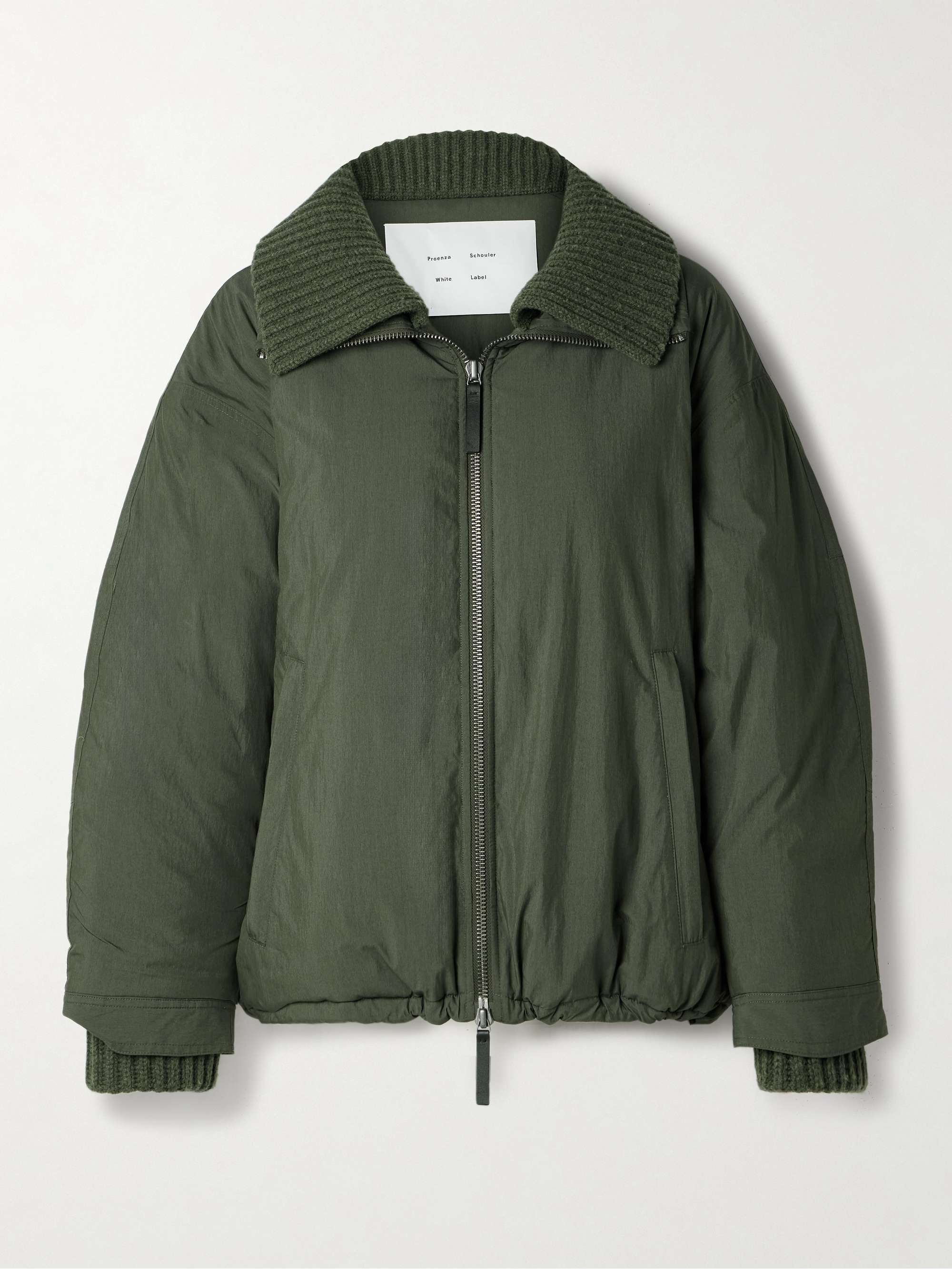 Veronica ribbed-knit trimmed padded cotton-blend shell coat view