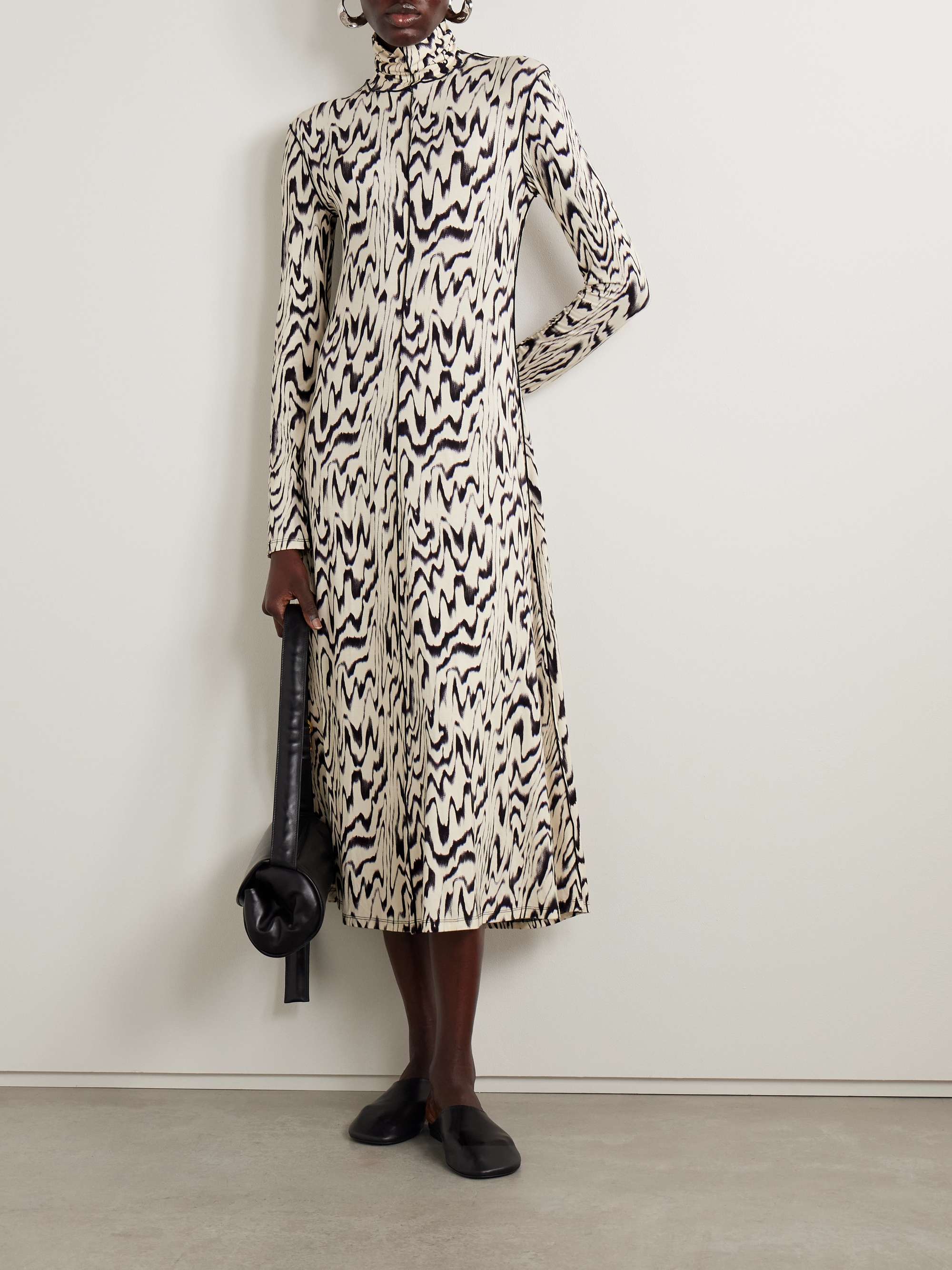 Marion printed jersey turtleneck midi dress view