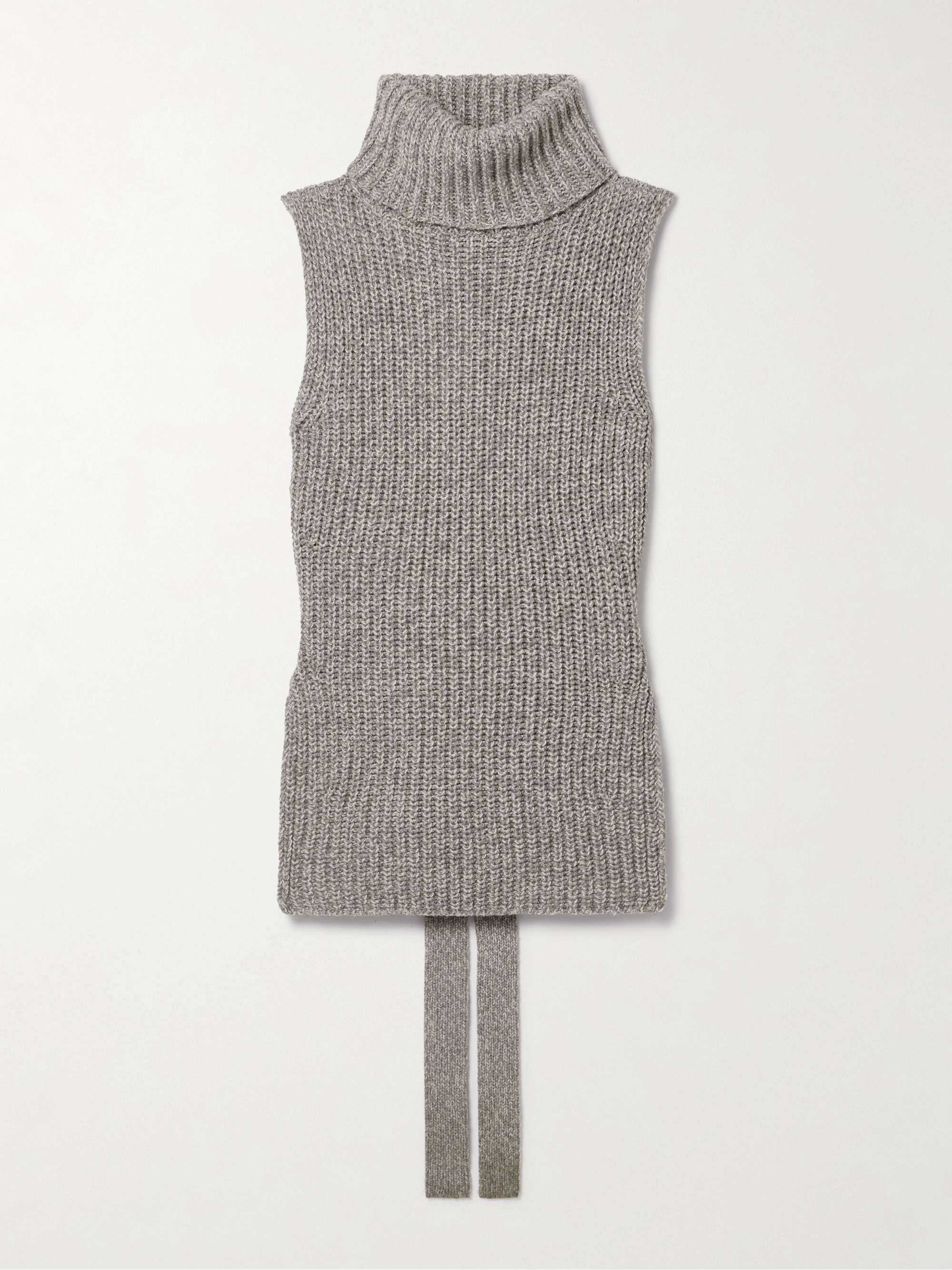 Ember tie-detailed ribbed wool turtleneck vest view