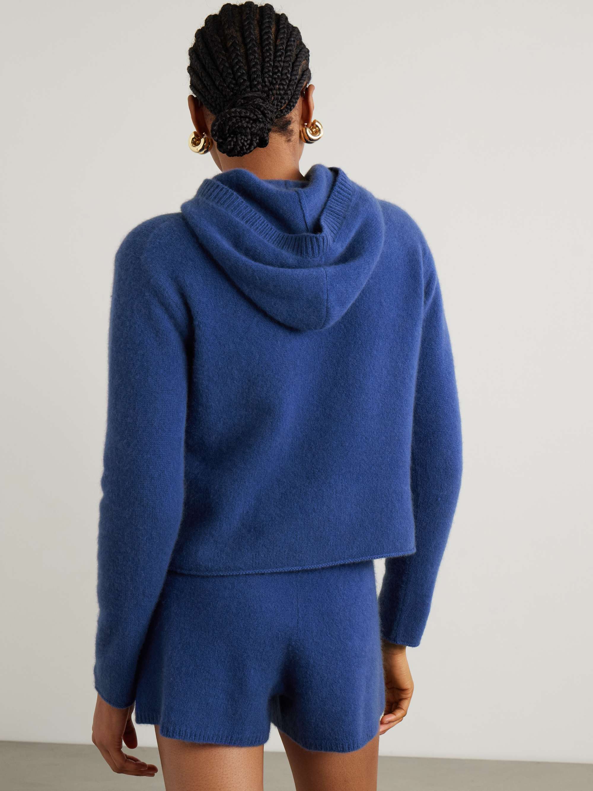 Cropped cashmere hoodie view