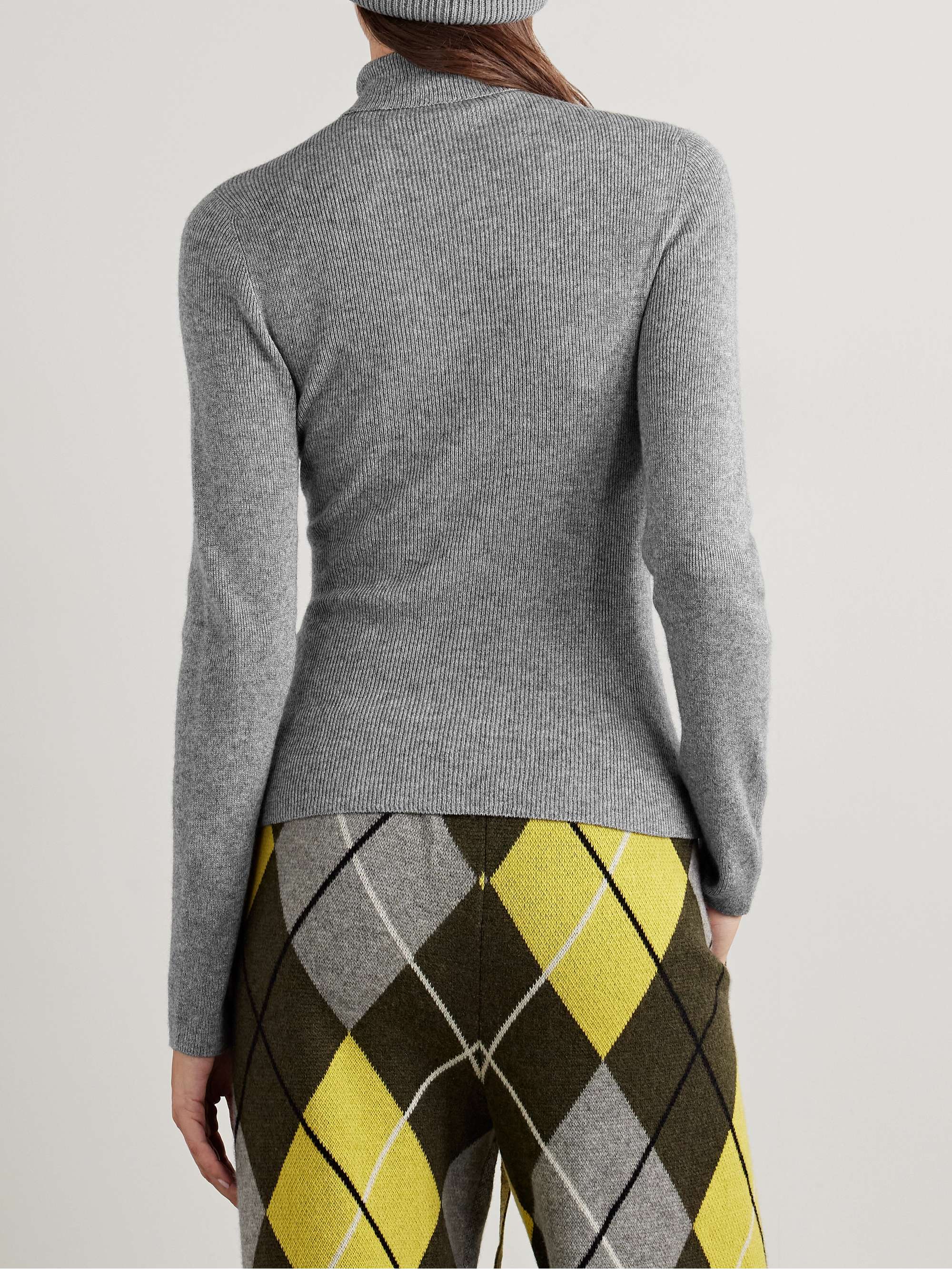 Delicash ribbed cashmere and silk-blend turtleneck sweater view
