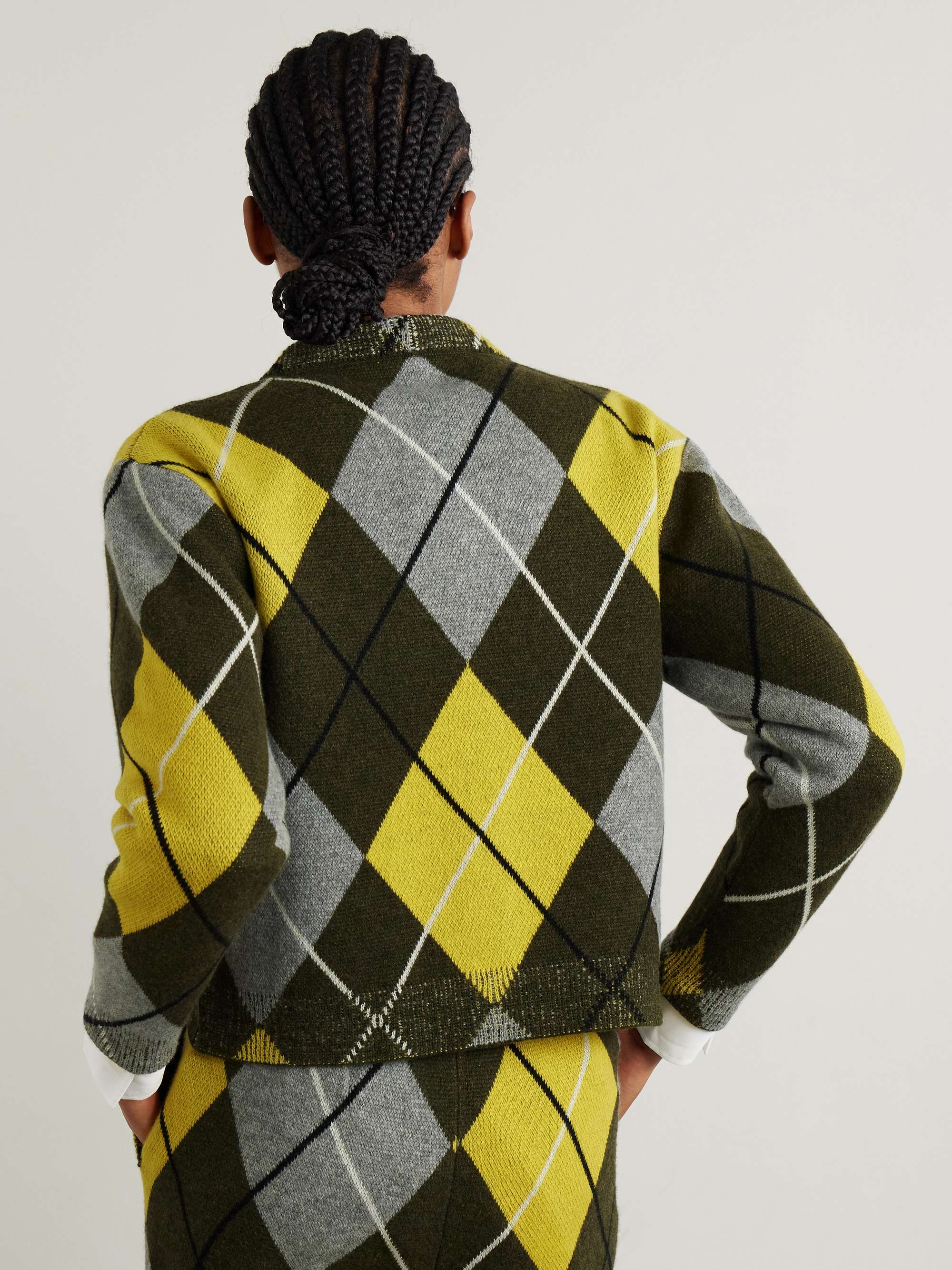 Argyle cashmere-jacquard cardigan view