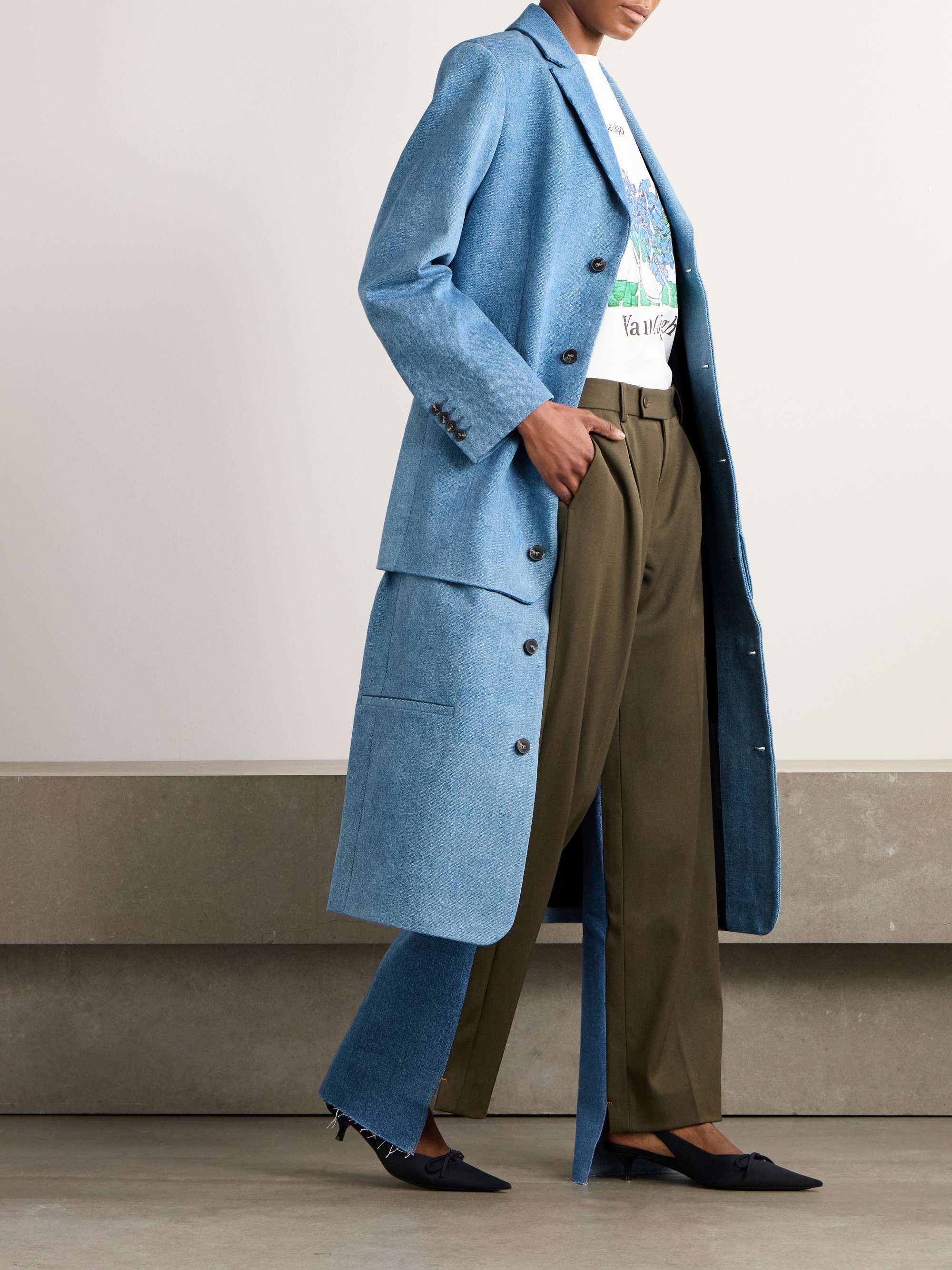 Atlas layered denim coat view