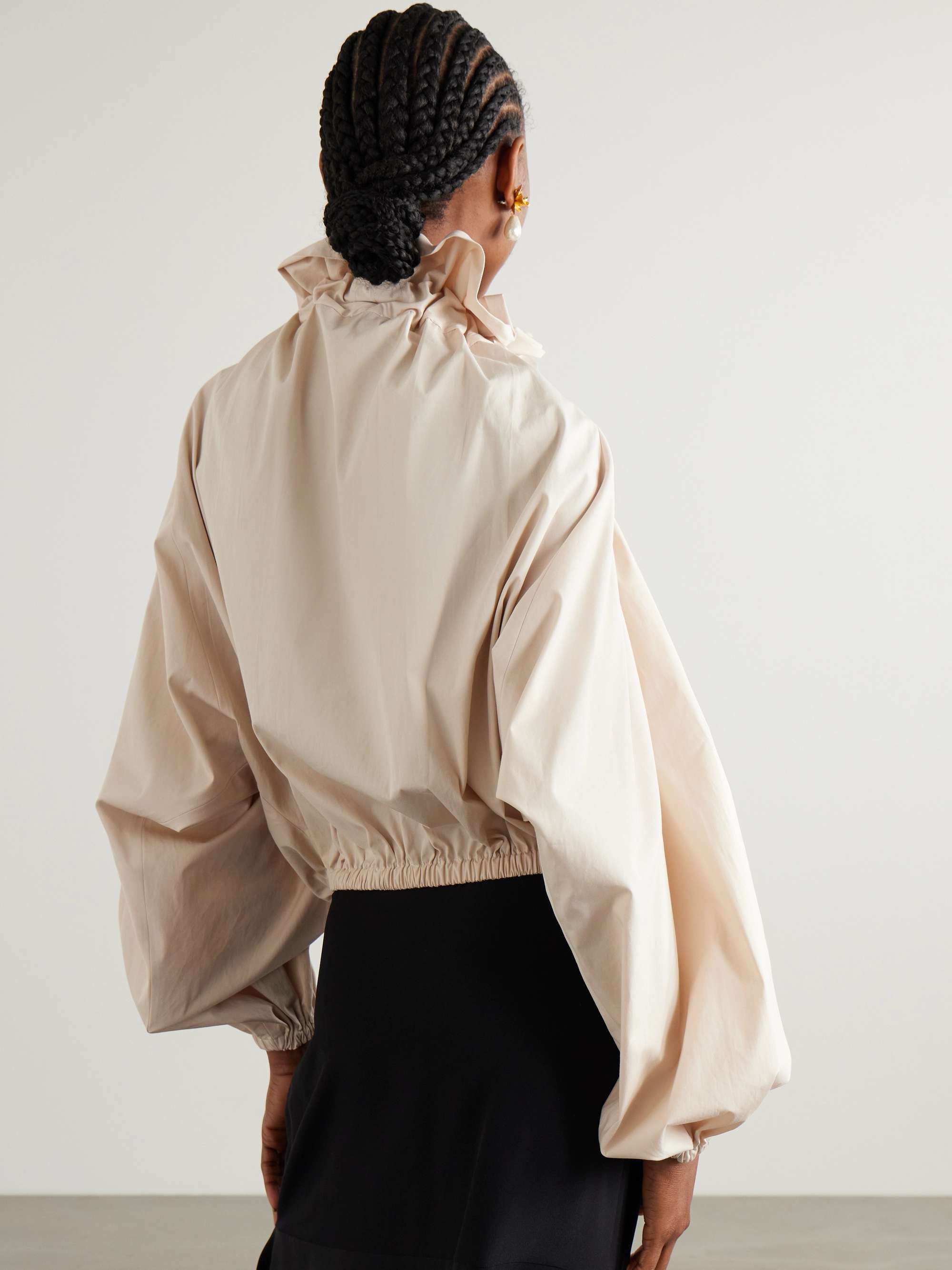 Iconic Volume grosgrain-trimmed gathered cotton-faille top view