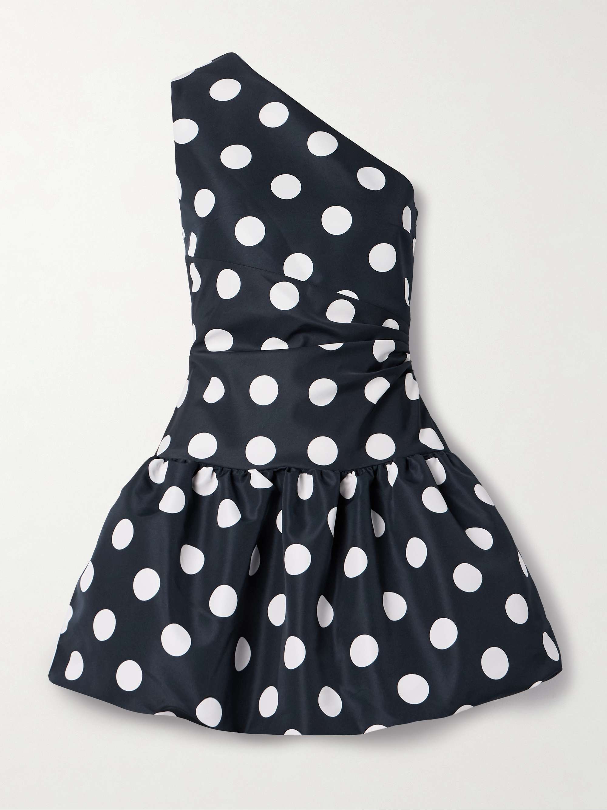One-shoulder polka-dot faille mini dress view