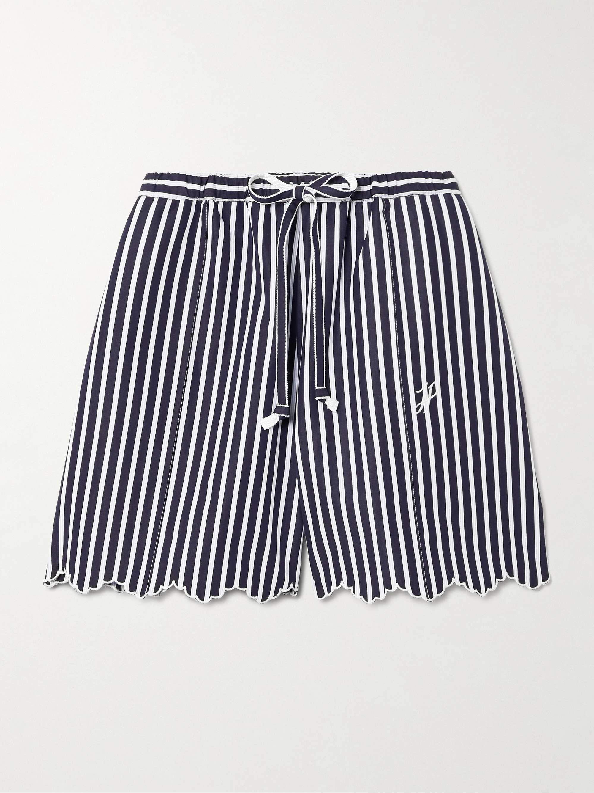 Embroidered striped cotton-poplin shorts view