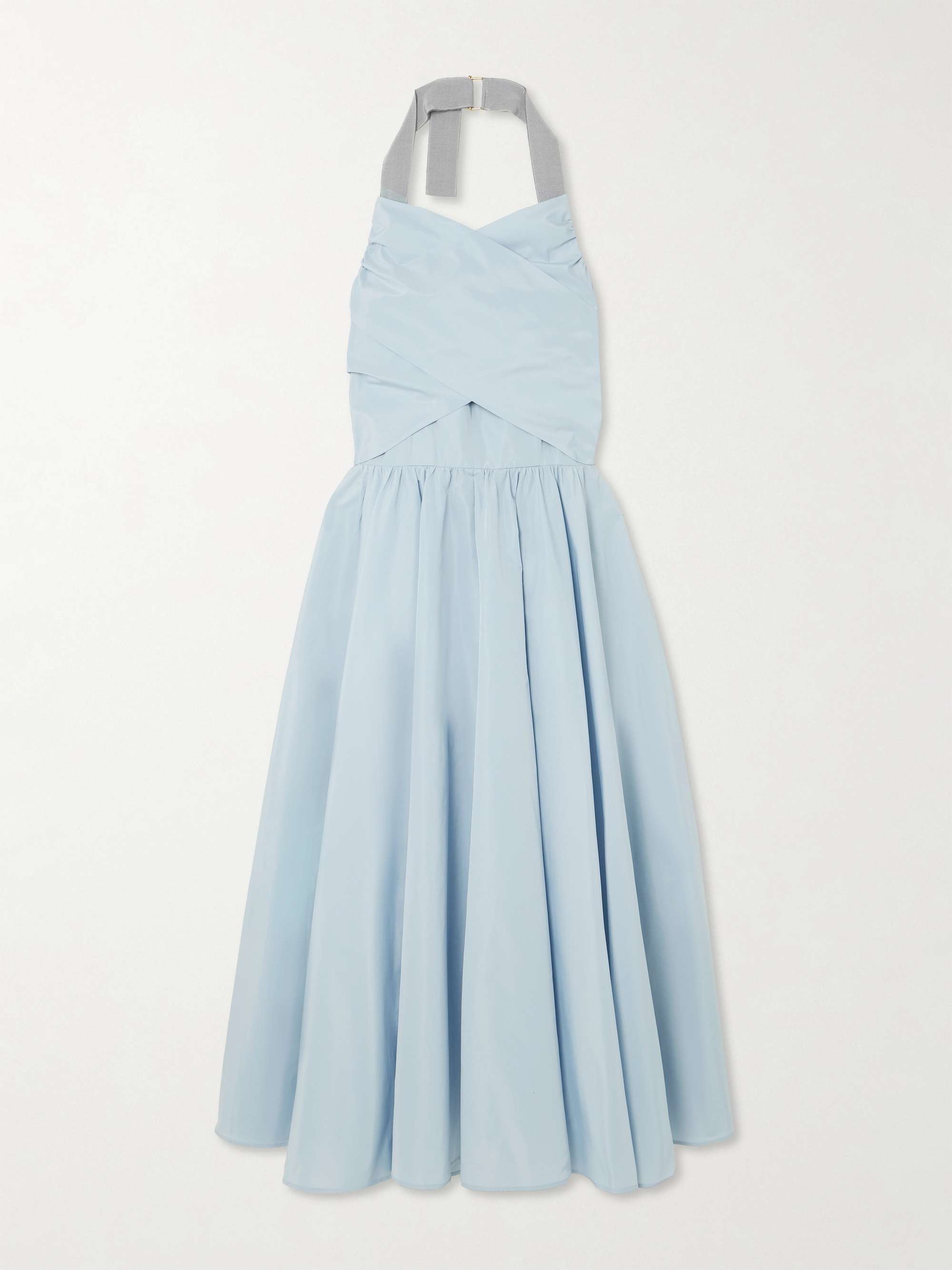 Pleated poplin halterneck midi dress view