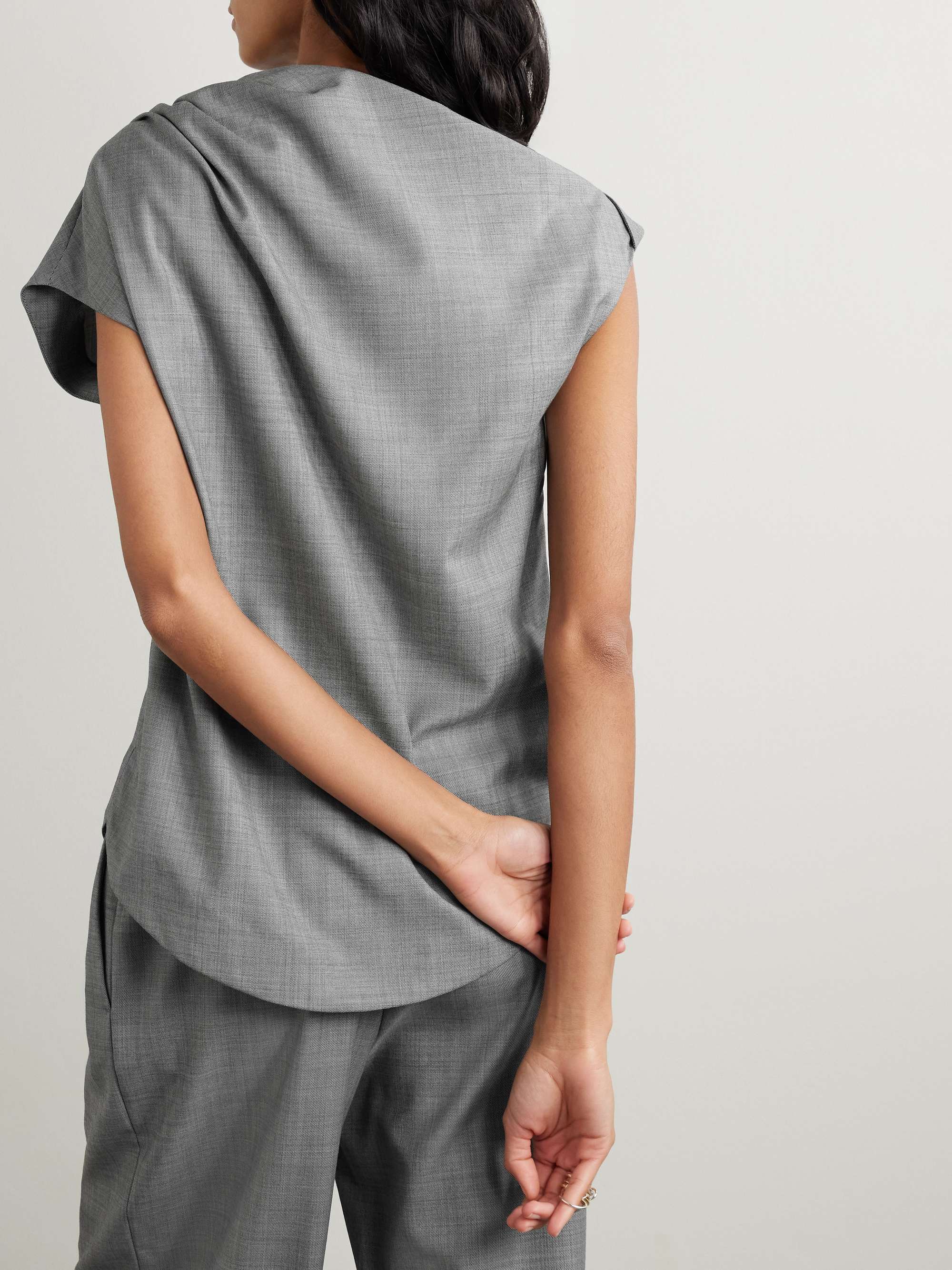 Lyra draped wool-twill blouse view