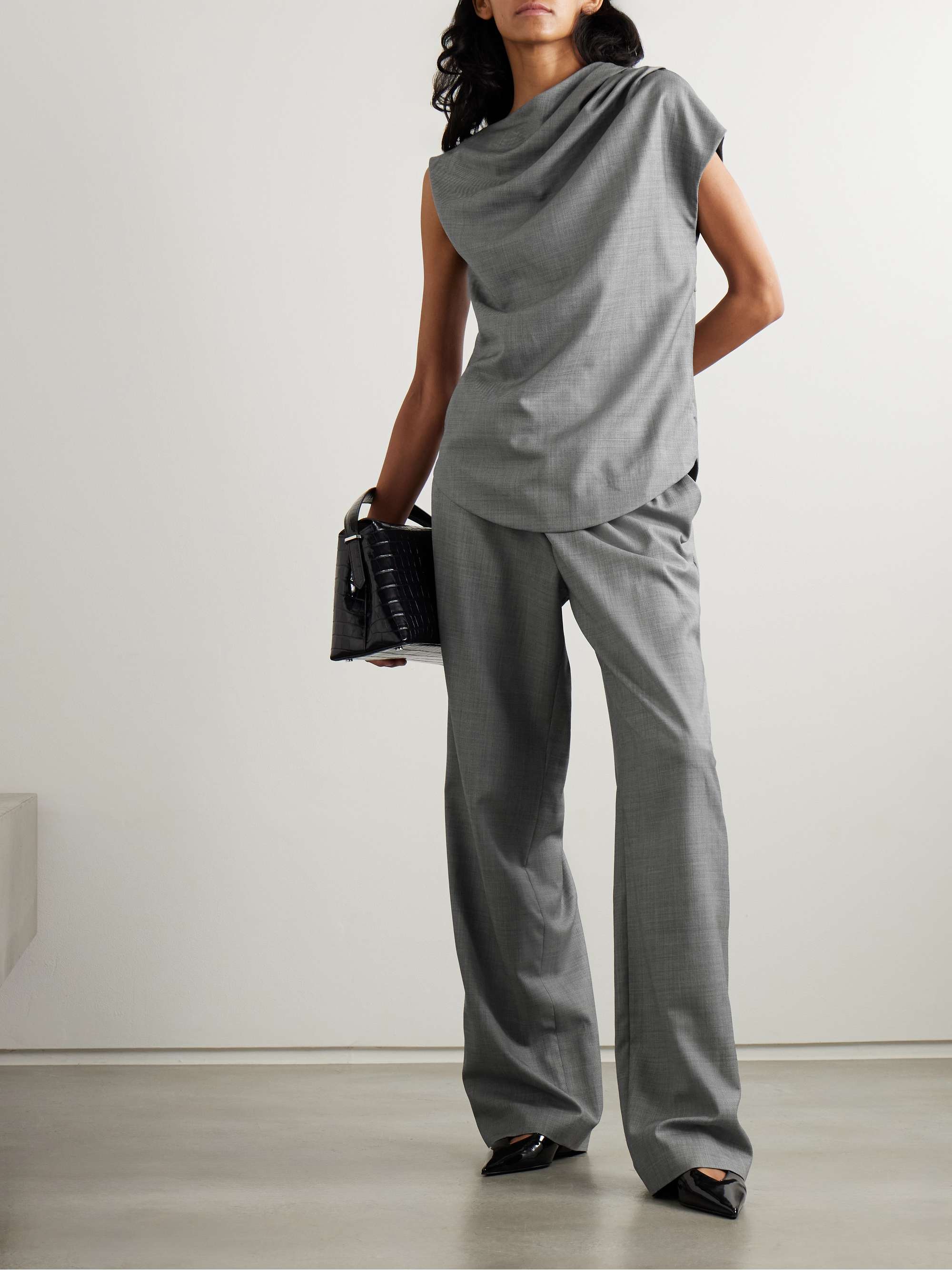Lyra draped wool-twill blouse view