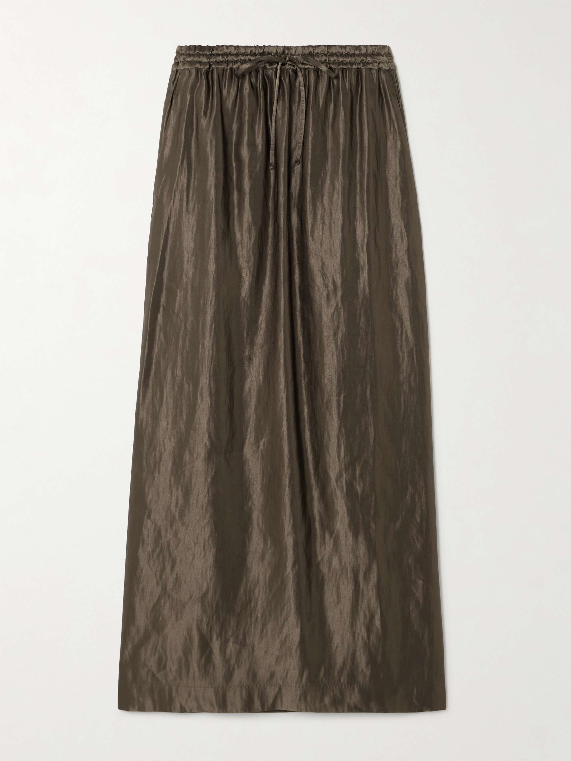Liam linen and silk-blend satin drawstring skirt view