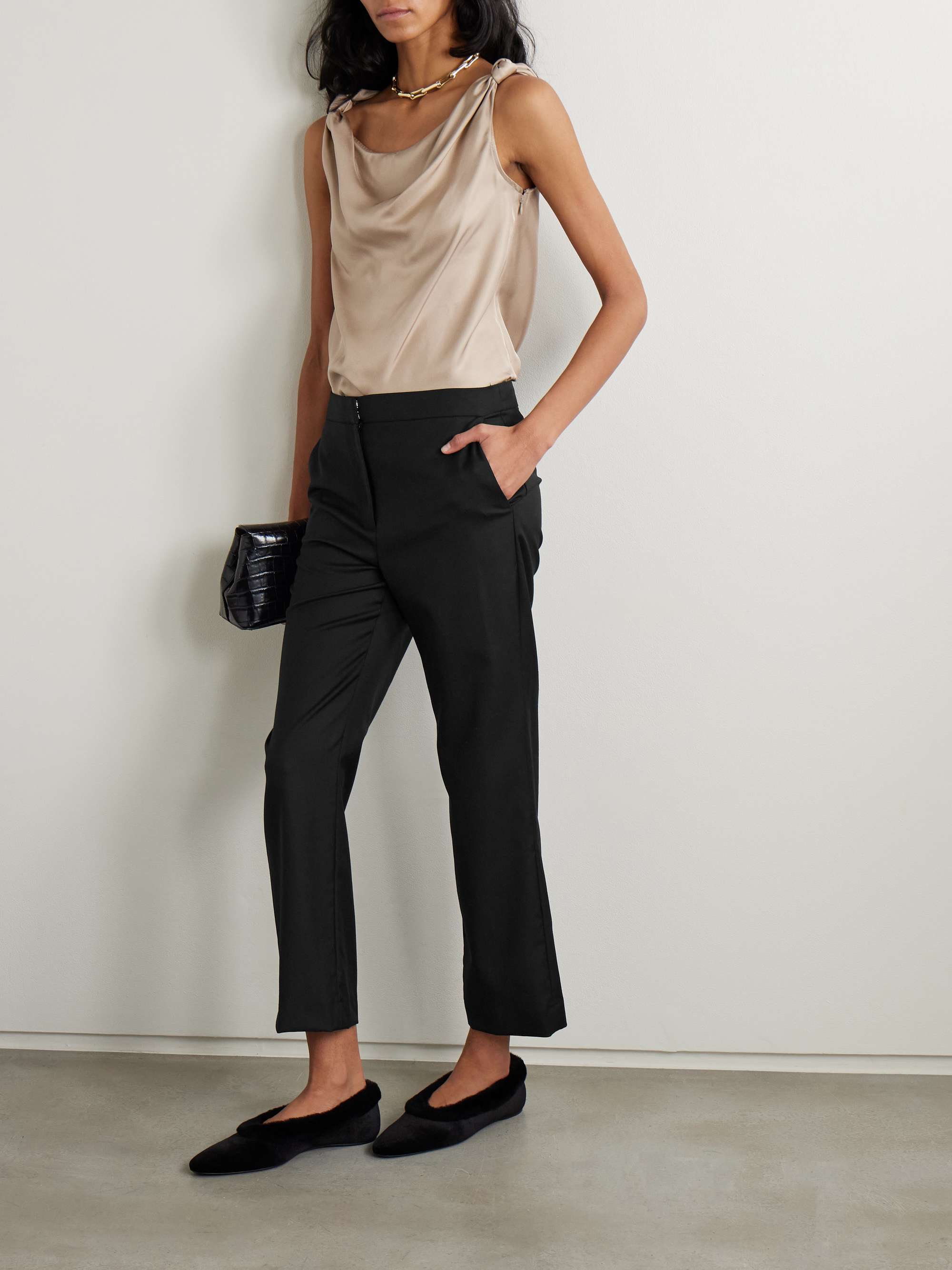 Sofe cropped wool-twill straight-leg pants view