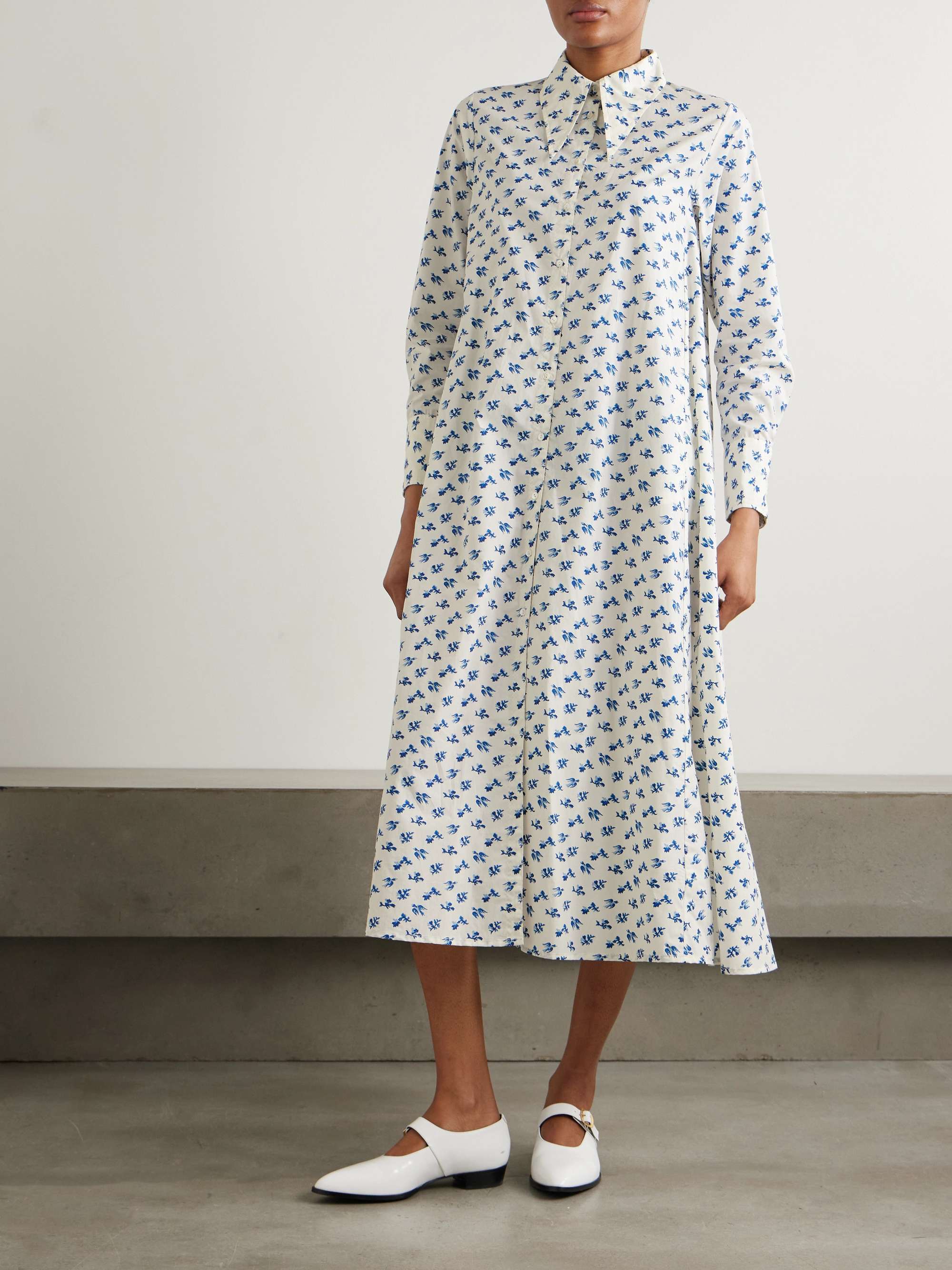 Alceste floral-print cotton-poplin midi shirt dress view