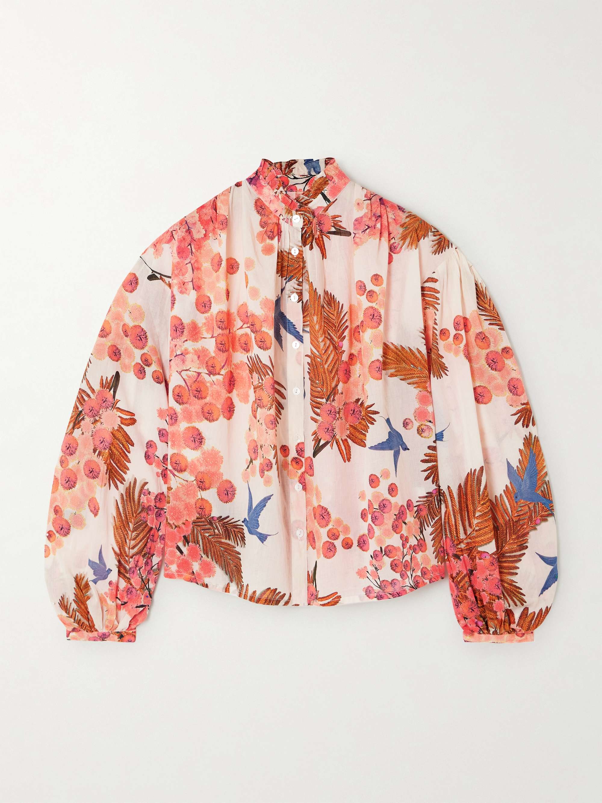 Slava ruffled printed cotton-voile blouse view