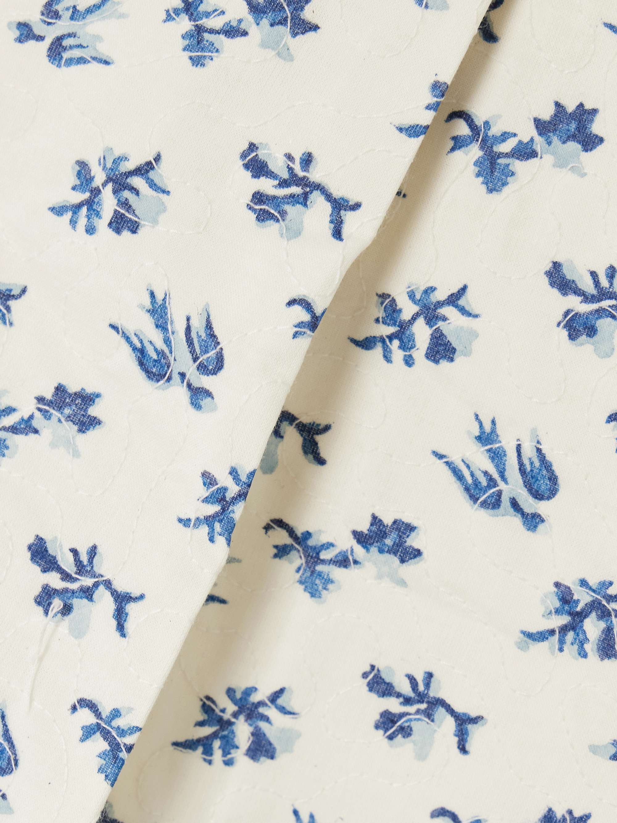 Walt embroidered floral-print cotton and linen-blend voile shorts view