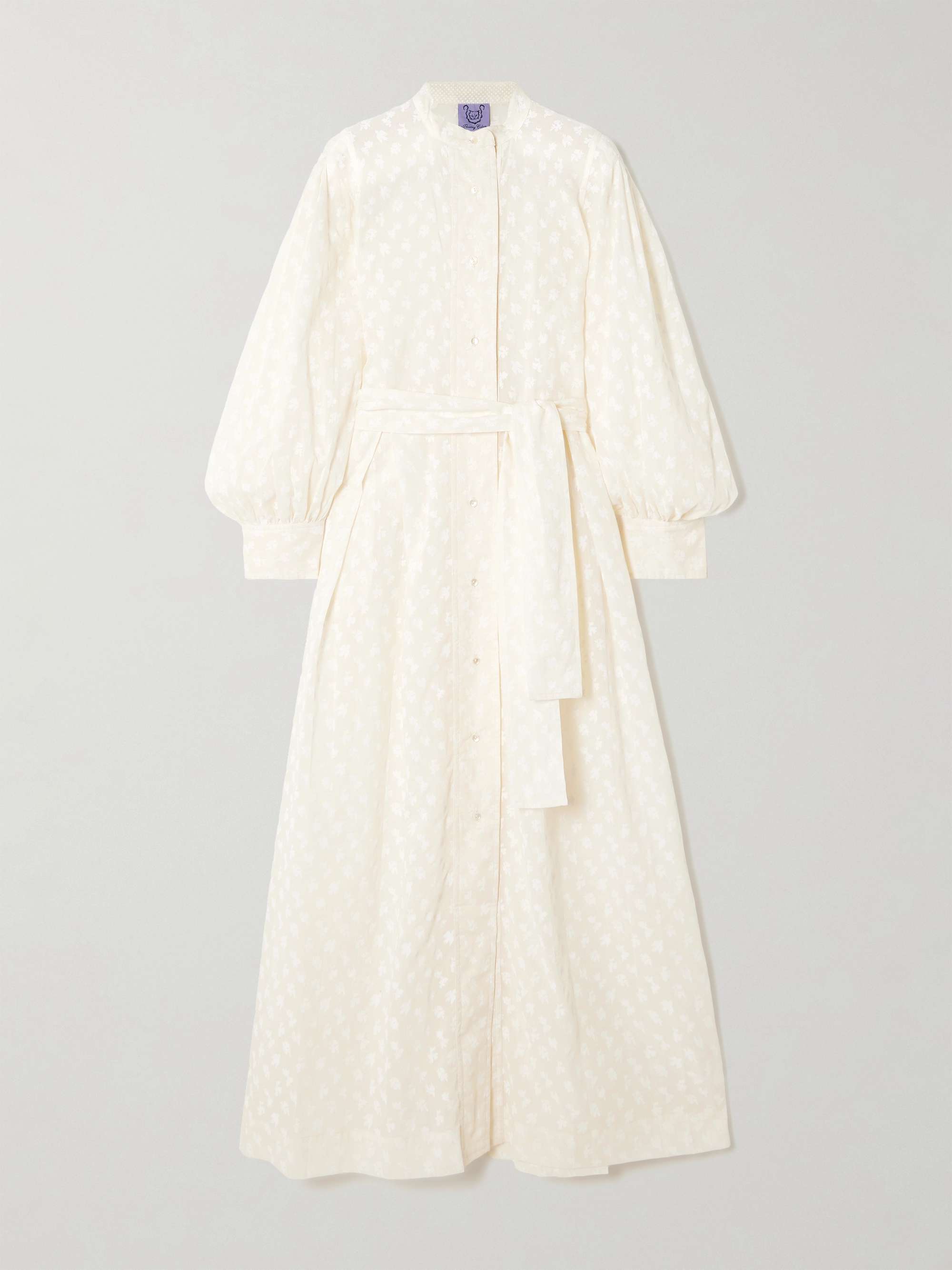 Yvonne belted floral-print cotton-voile midi shirt dress view